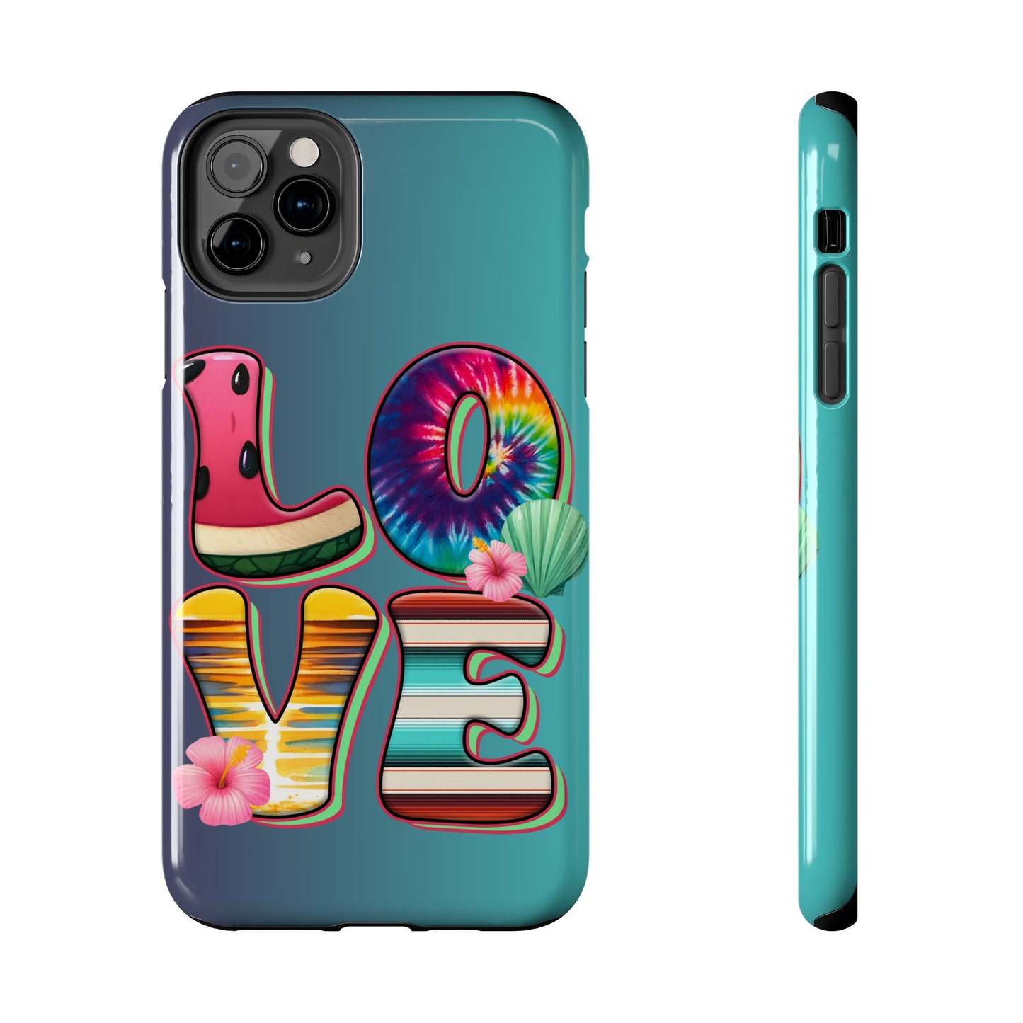Boho style LOVE summer aesthetics iPhone case. Compatible with iPhone models 11-16 Custom phone case for smartphones. design for Girls, Woman
