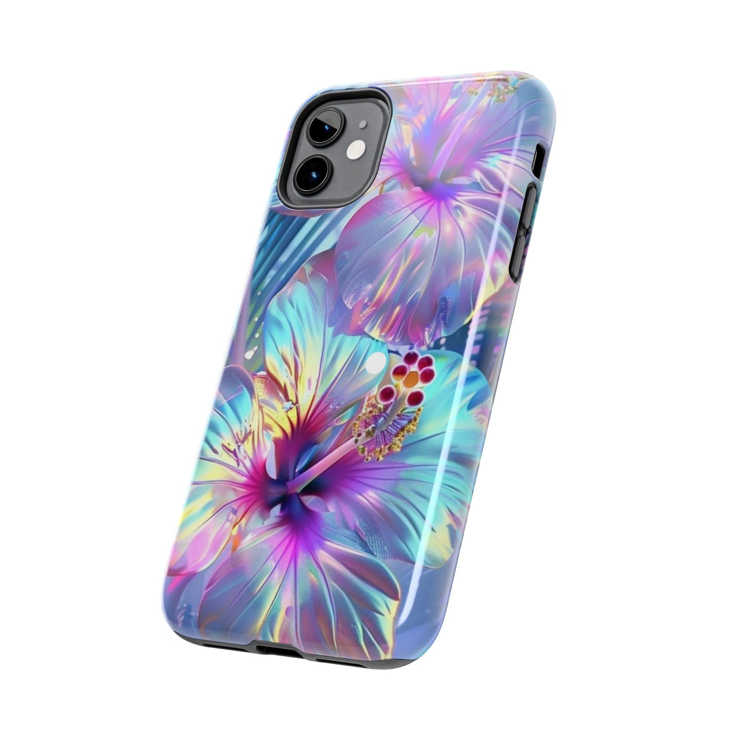 Iridescent hibiscus iPhone case Models 11-16