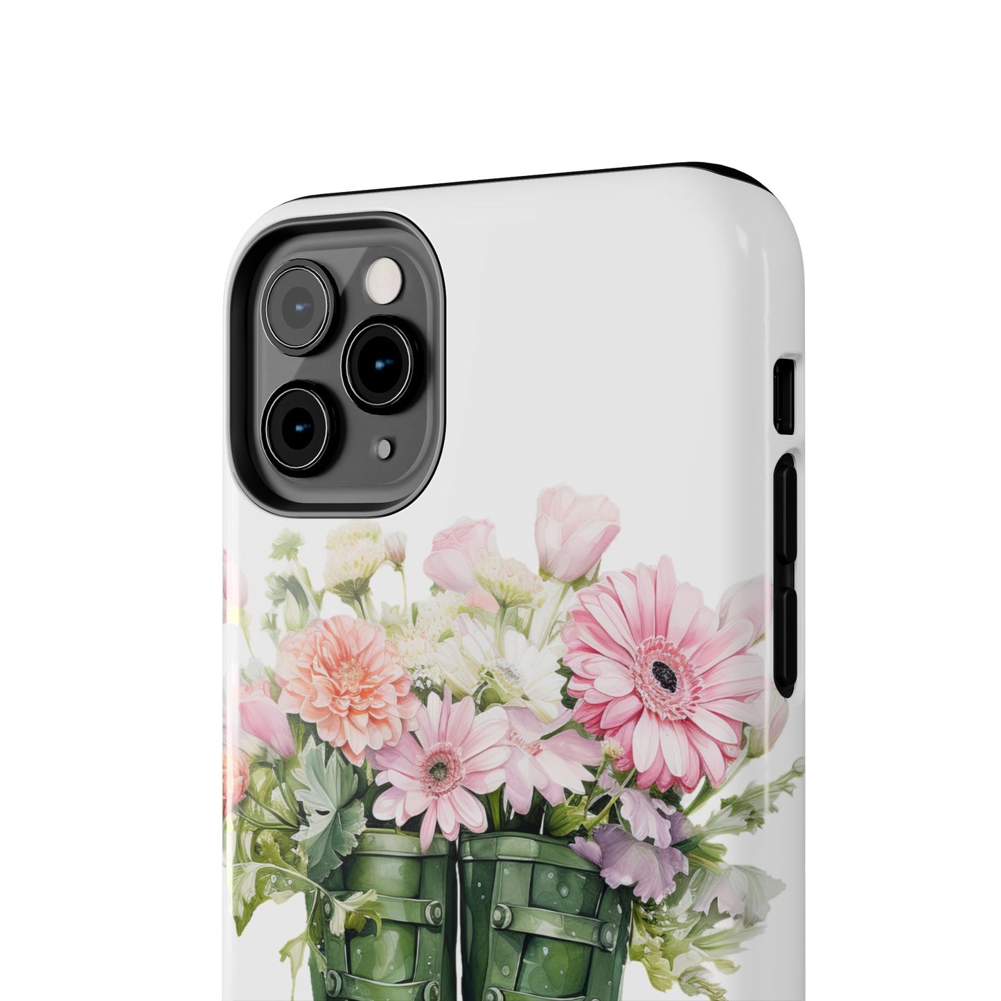 Custom green rainboots & flowers Mother's day personalized iPhone Case