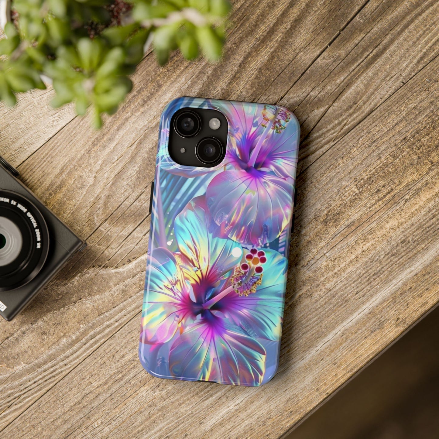 Iridescent hibiscus iPhone case Models 11-16