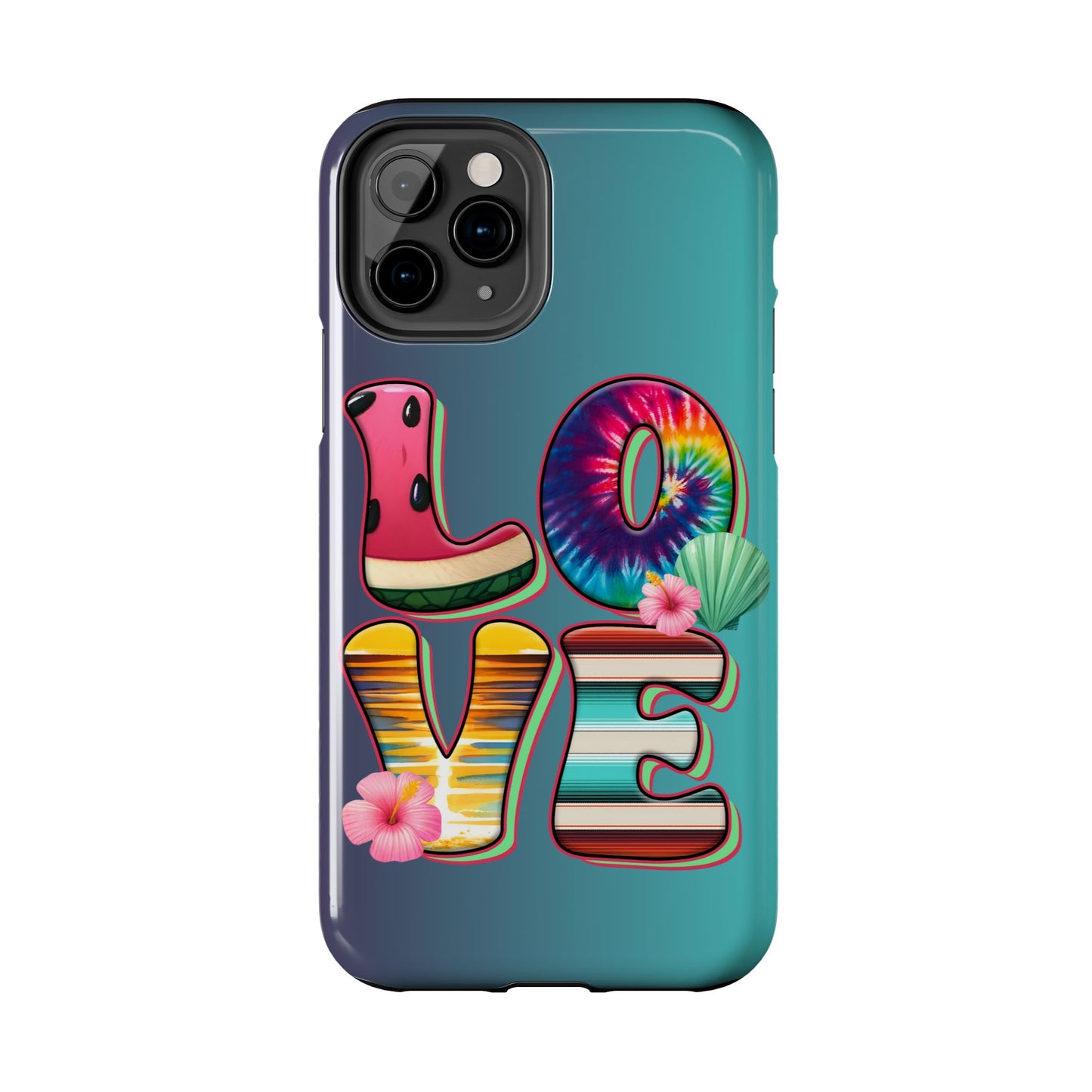 Boho style LOVE summer aesthetics iPhone case. Compatible with iPhone models 11-16 Custom phone case for smartphones. design for Girls, Woman