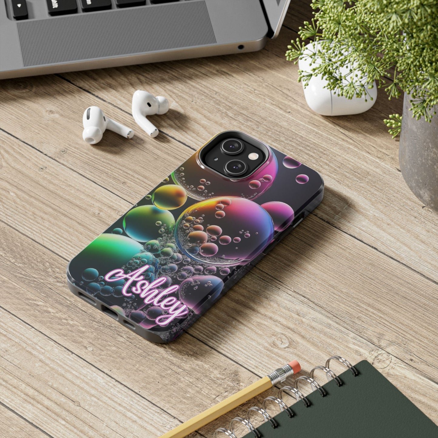 Custom Name Bubble iPhone Case – Personalized Colorful Phone Cover