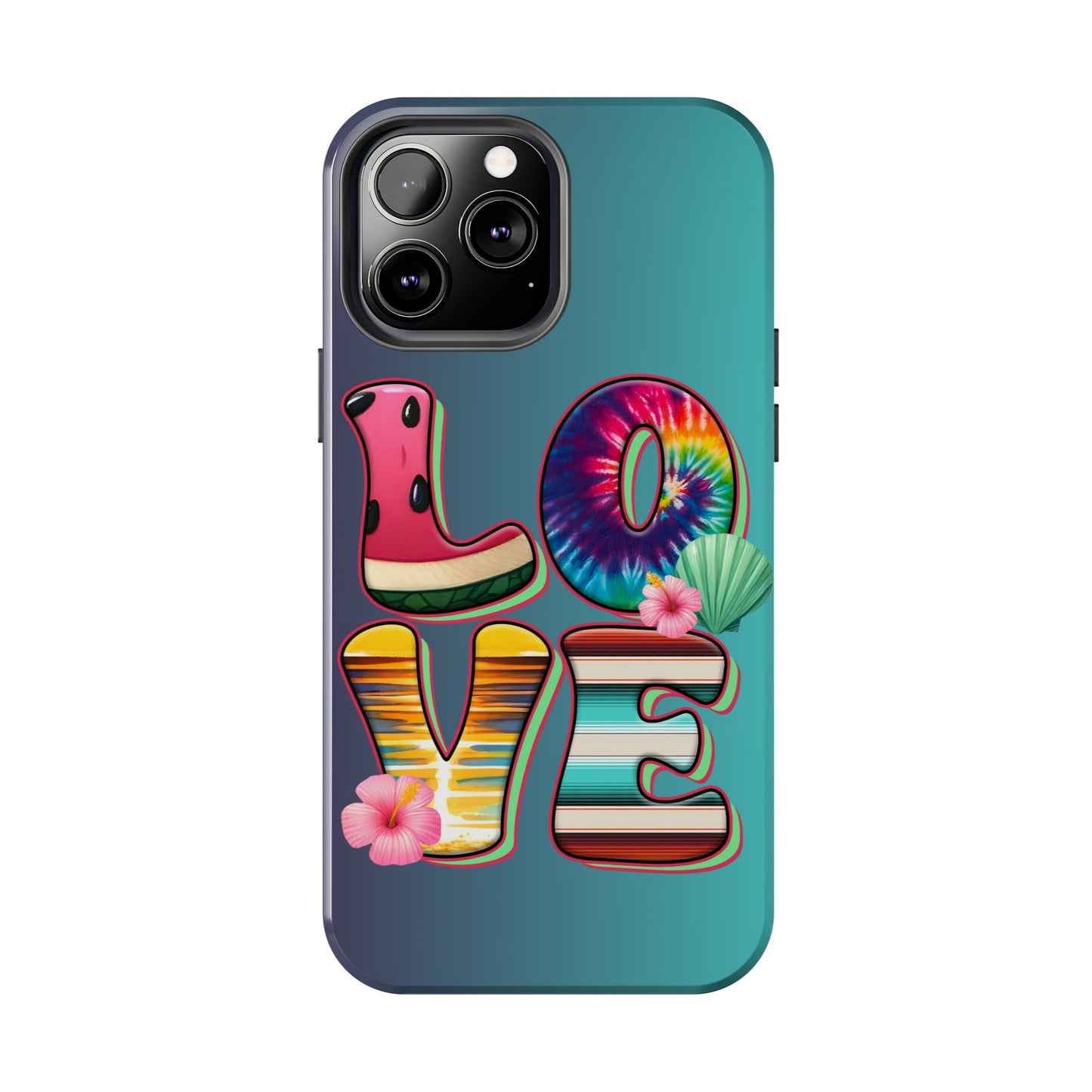 Boho style LOVE summer aesthetics iPhone case. Compatible with iPhone models 11-16 Custom phone case for smartphones. design for Girls, Woman