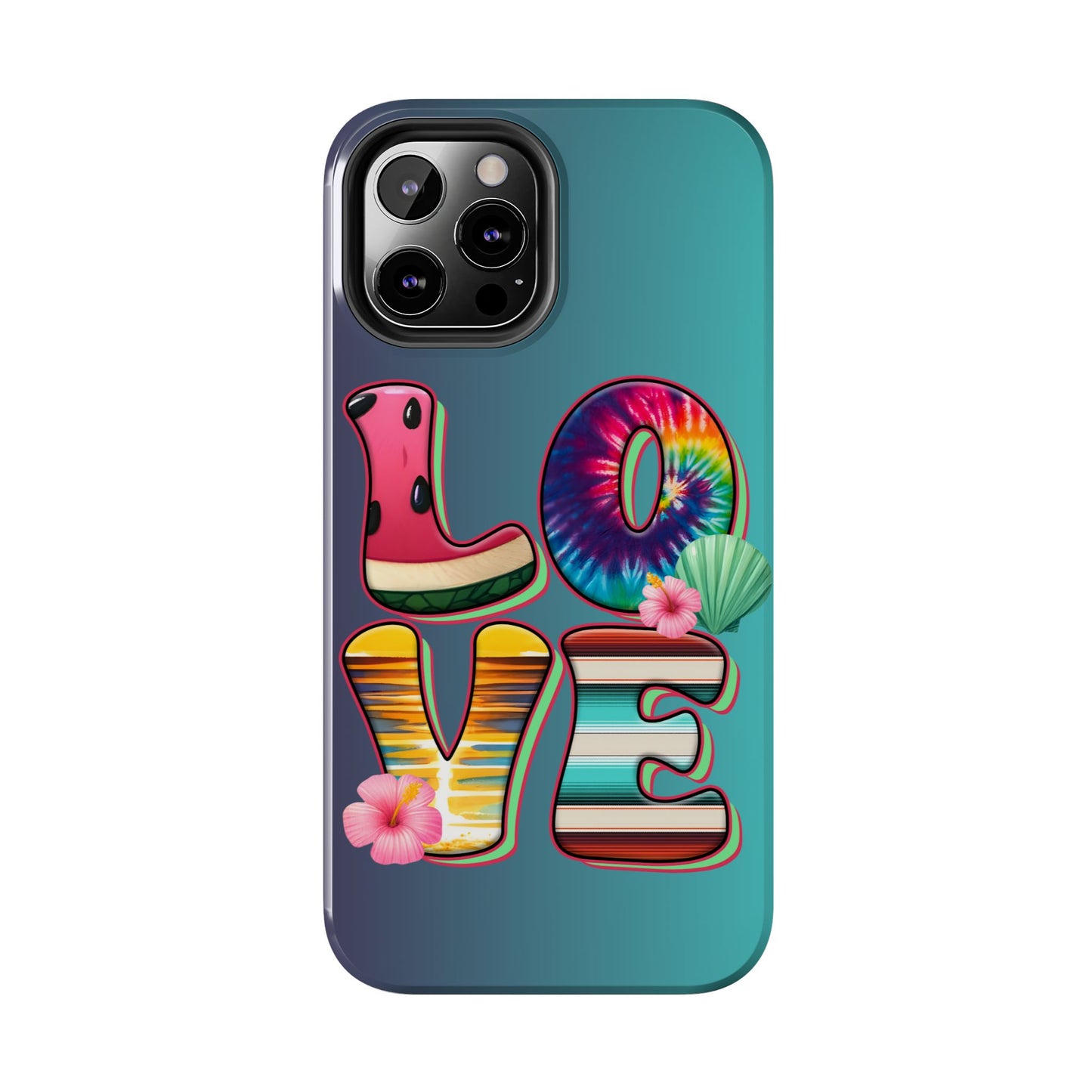 Boho style LOVE summer aesthetics iPhone case. Compatible with iPhone models 11-16 Custom phone case for smartphones. design for Girls, Woman