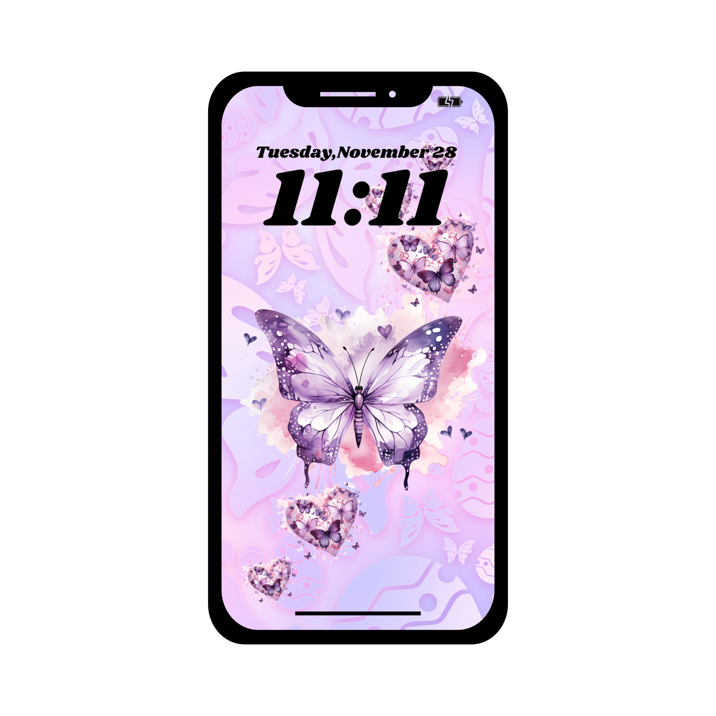 Purple butterfly phone wallpaper iPhone lock screen art digital download
