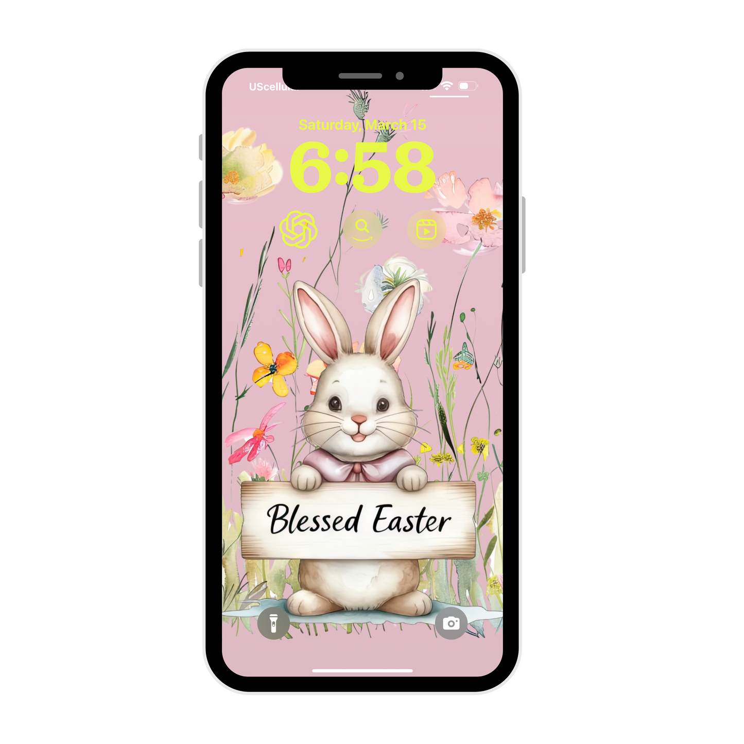 Blessed Easter Bunny wallpaper iPhone lock screen art digital download