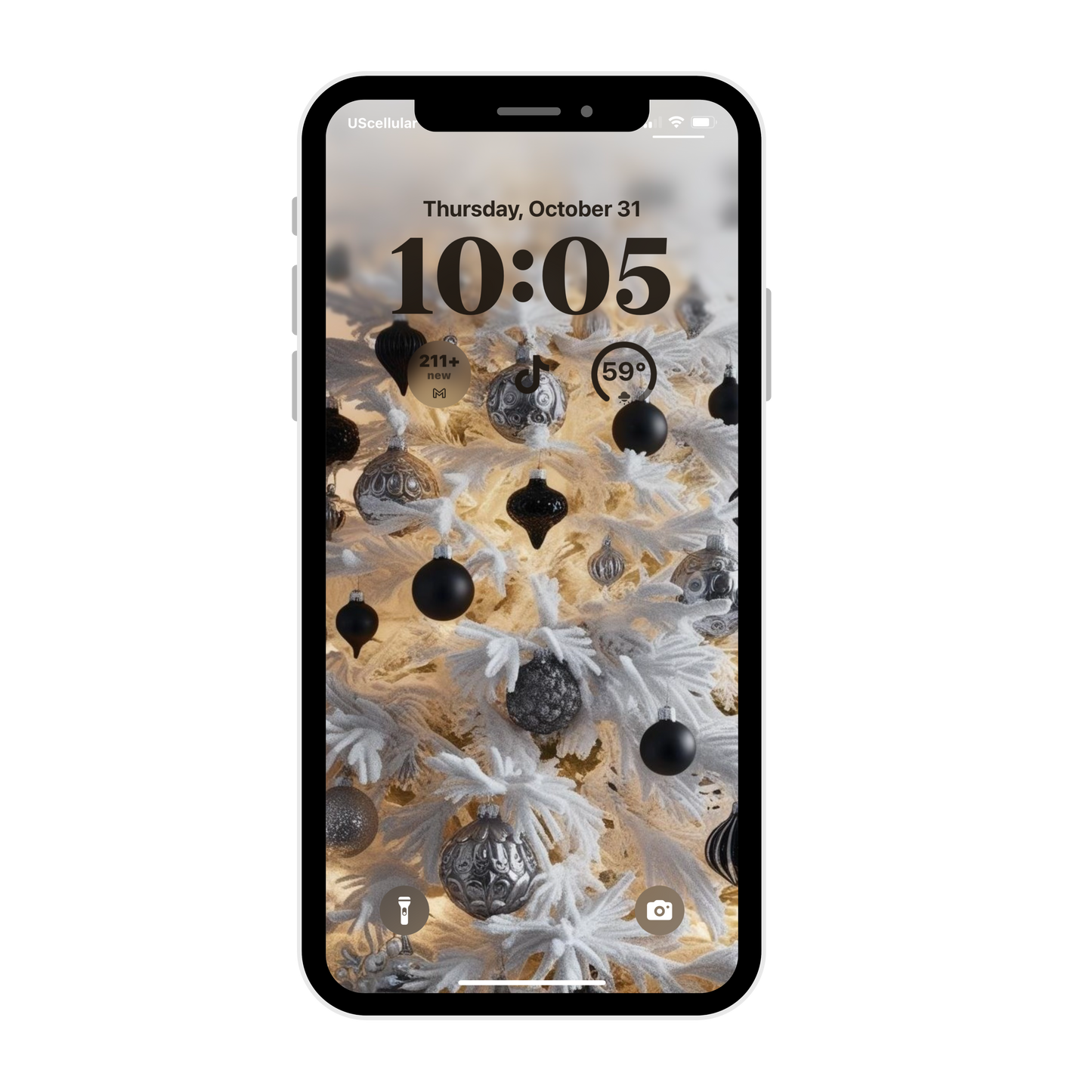 Black & silver Christmas tree iPhone wallpaper iPhone/iPad lock screen art digital download