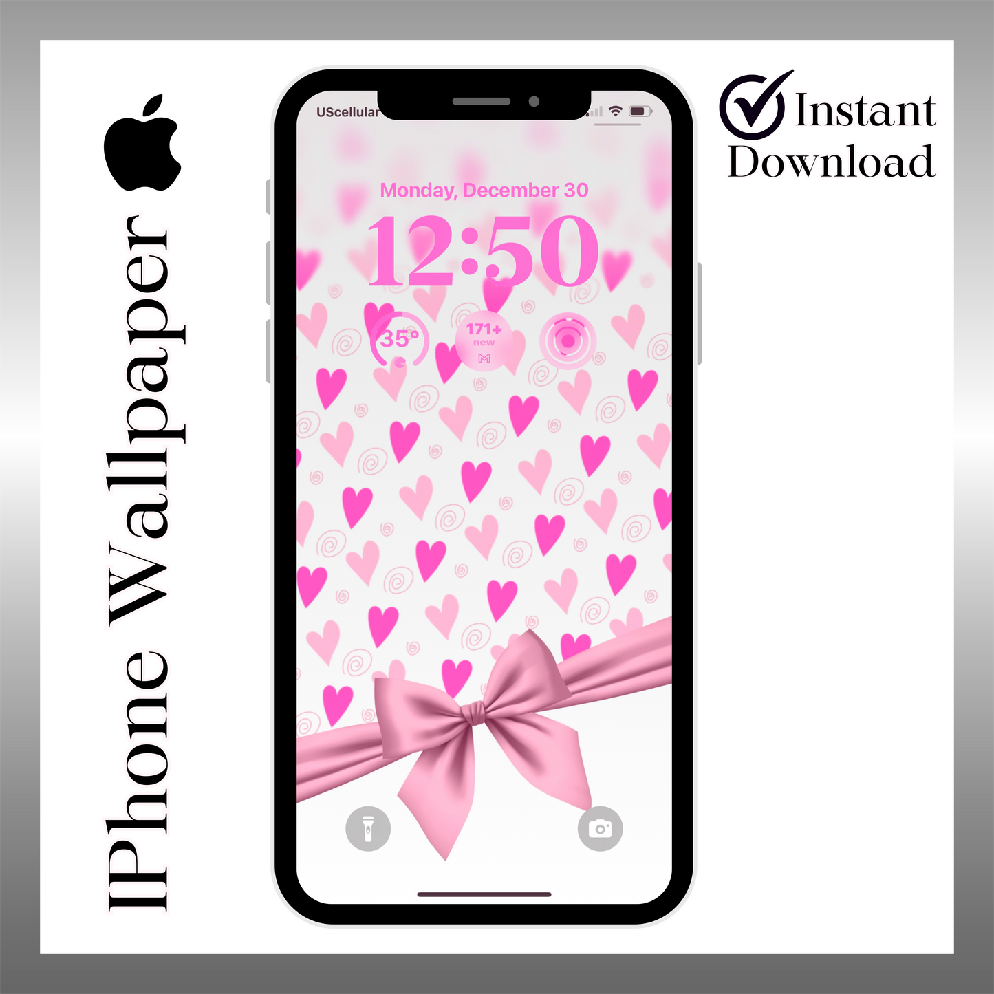 Pink scribble heart-Valentines-iPhone wallpaper- iPhone lock screen art- digital download
