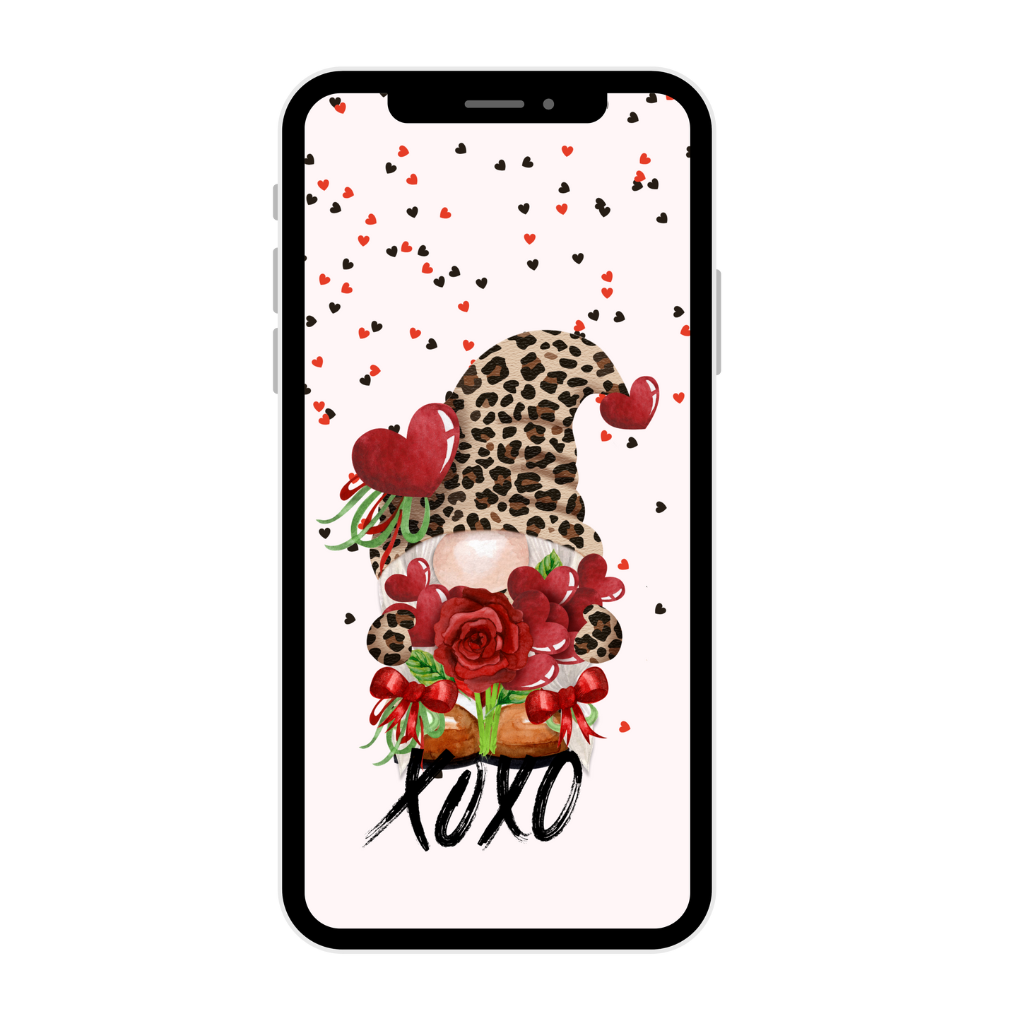 XOXO Gnome-iPhone wallpaper-Valentines iPhone lock screen art- digital download