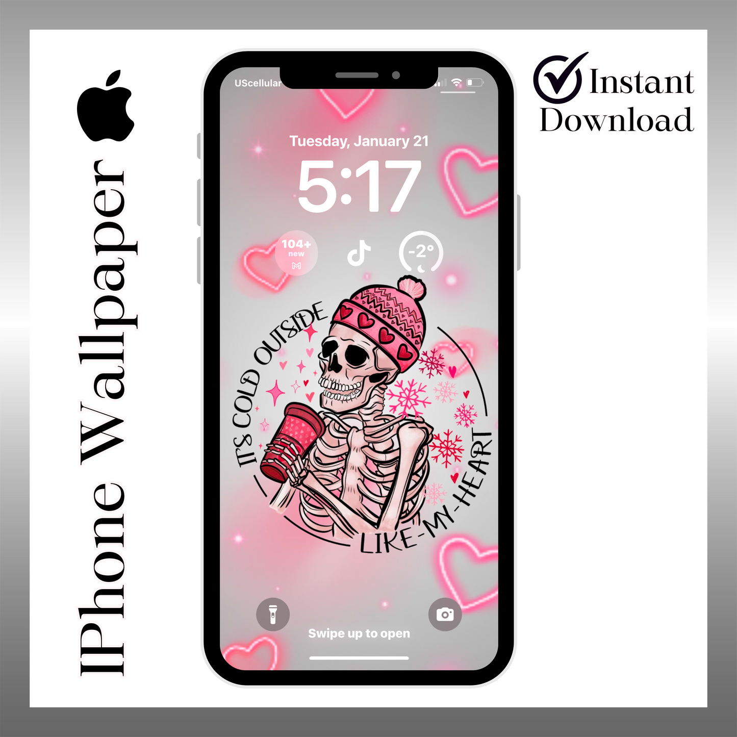 cold outside,like my heart-iPhone wallpaper iPhone lock screen art digital download