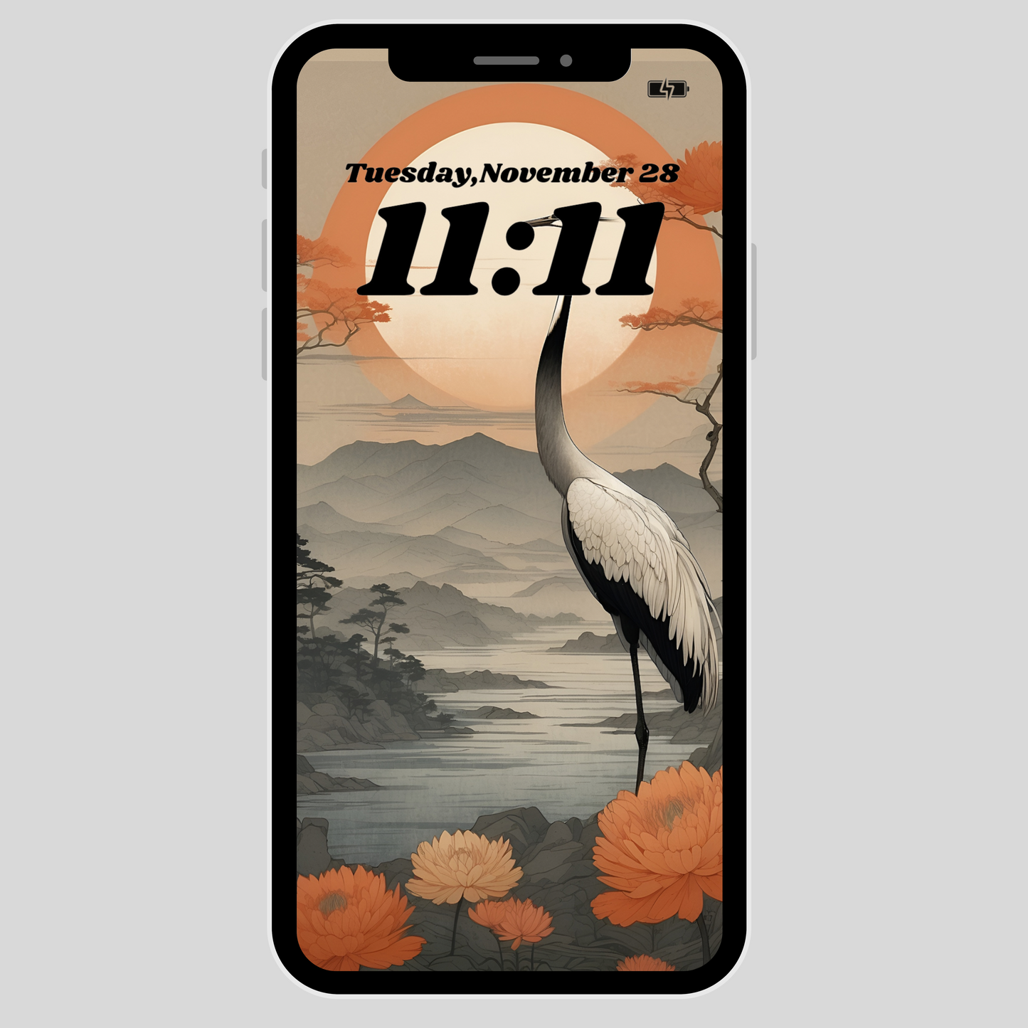 IPhone wallpaper/ Japanese Crane/ instant download