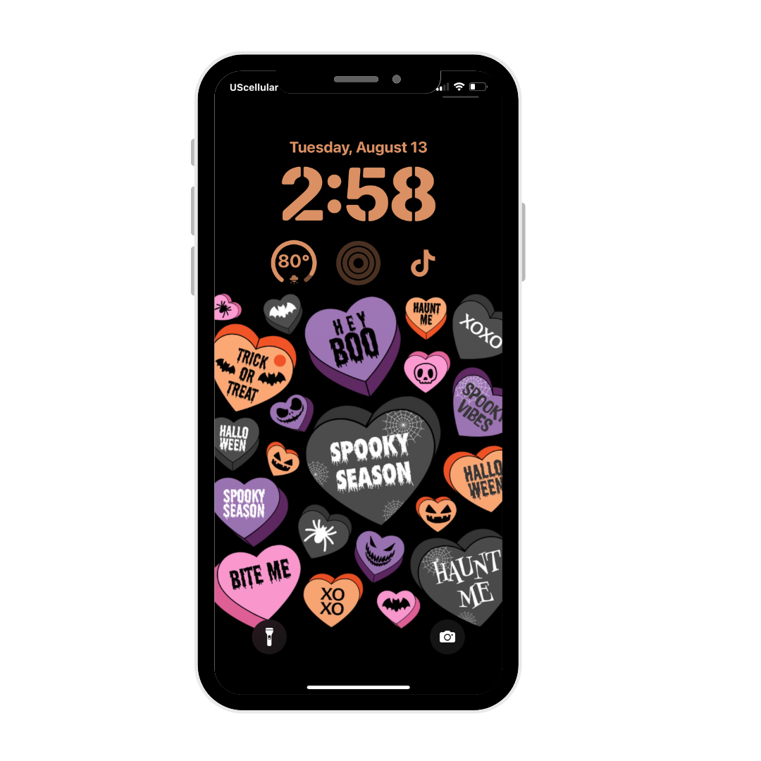 Spooky candy hearts, iPhone wallpaper iPhone lock screen art digital download