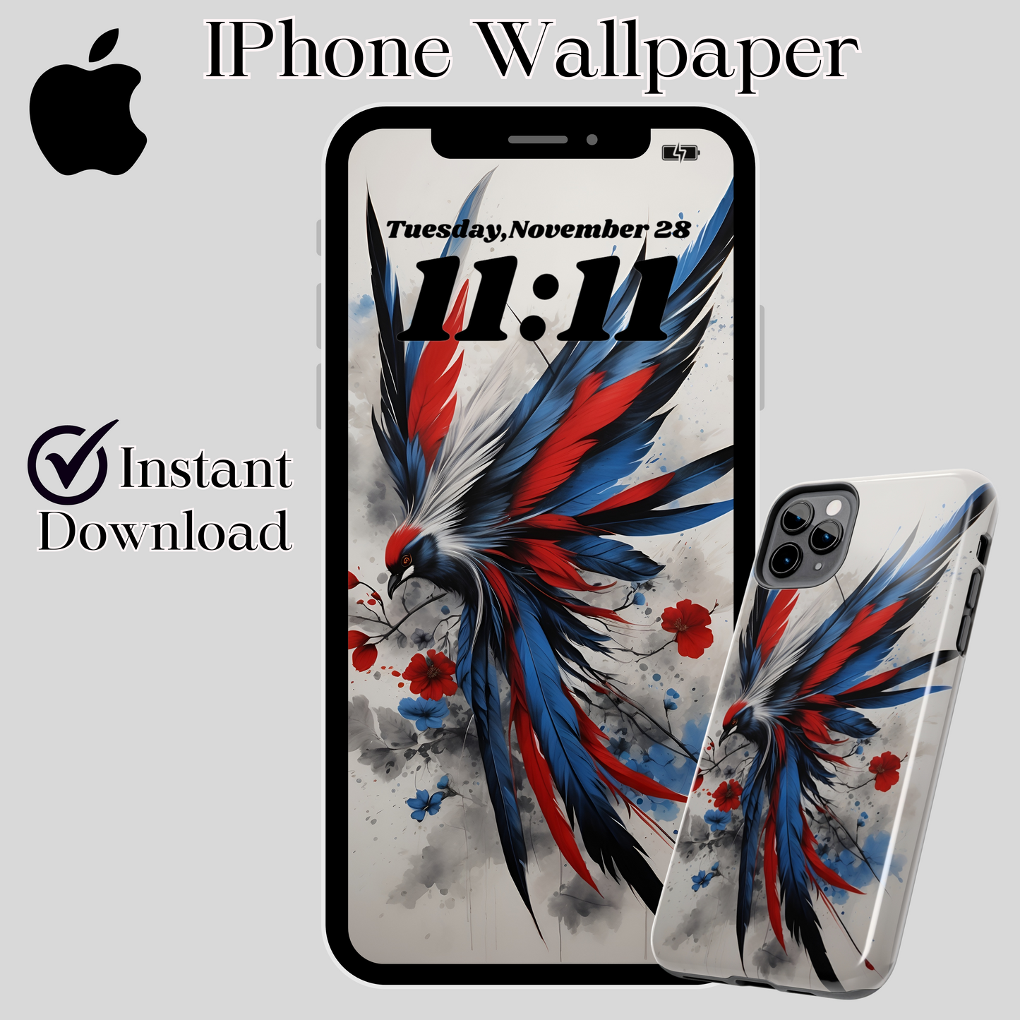 IPhone wallpaper/ Beautiful & mystical watercolor bird