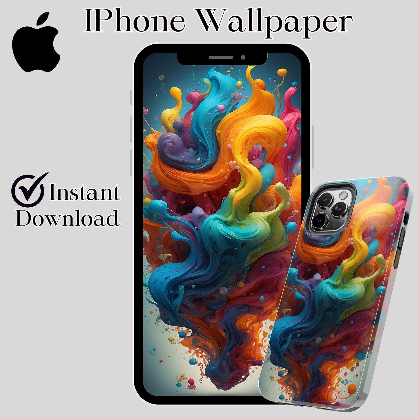 IPhone wallpaper/ Colorful paint explosion/ instant download