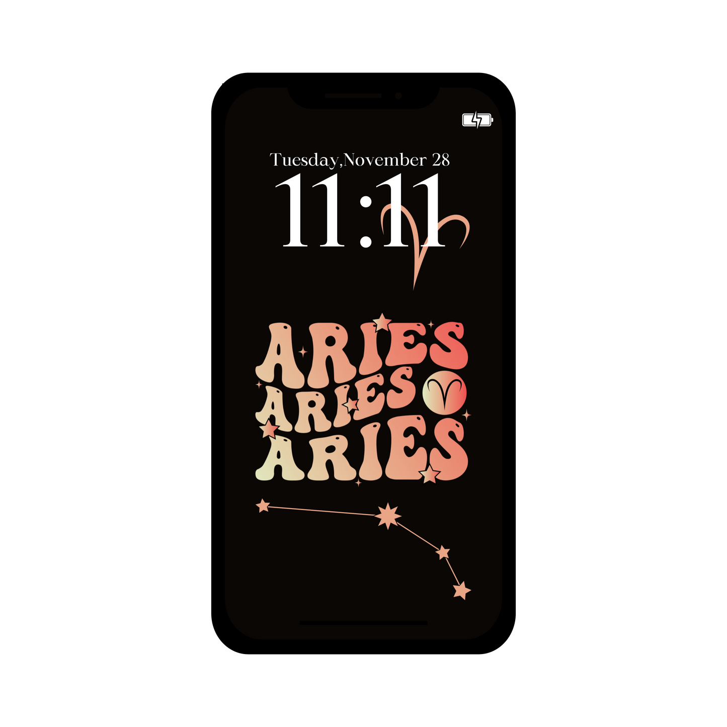Aries bubble letter wallpaper iPhone art digital download