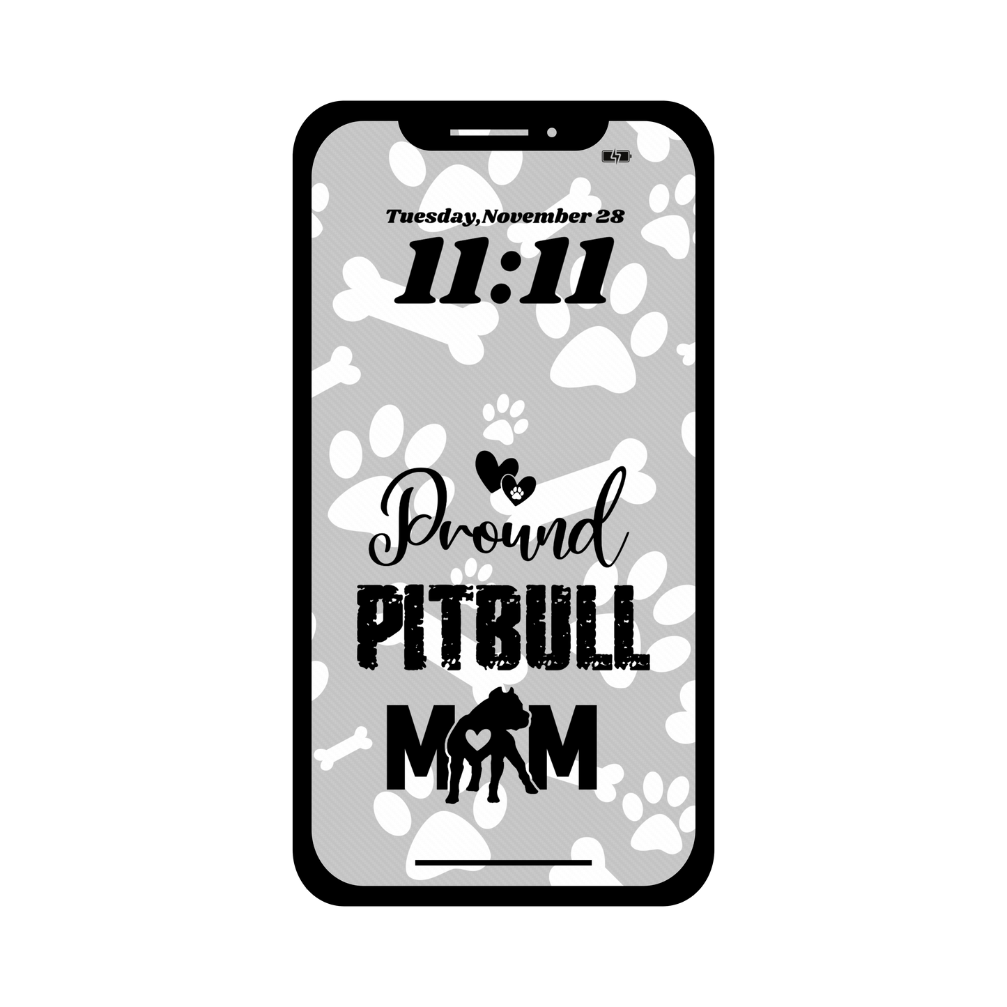 Proud Pitbull mom phone wallpaper iPhone lock screen art digital download