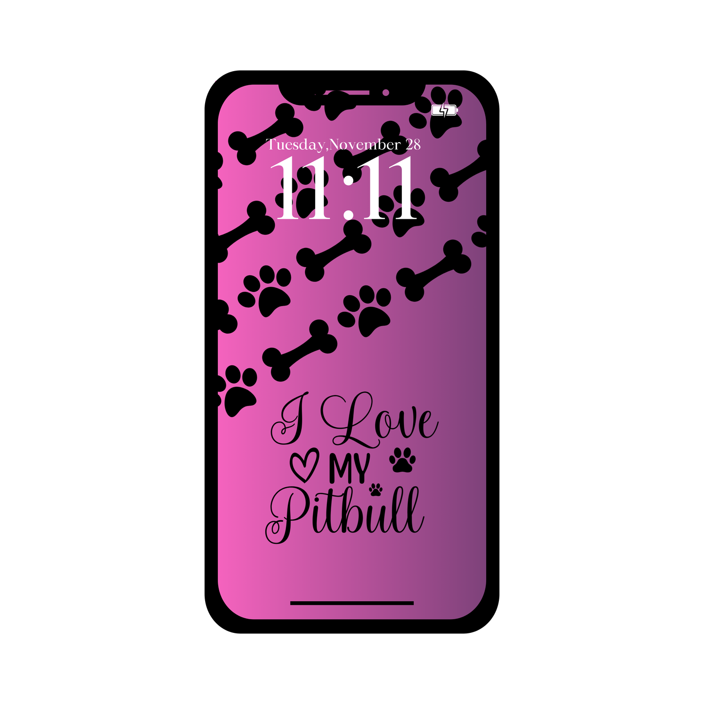 I love my Pitbull phone wallpaper iPhone lock screen art digital download