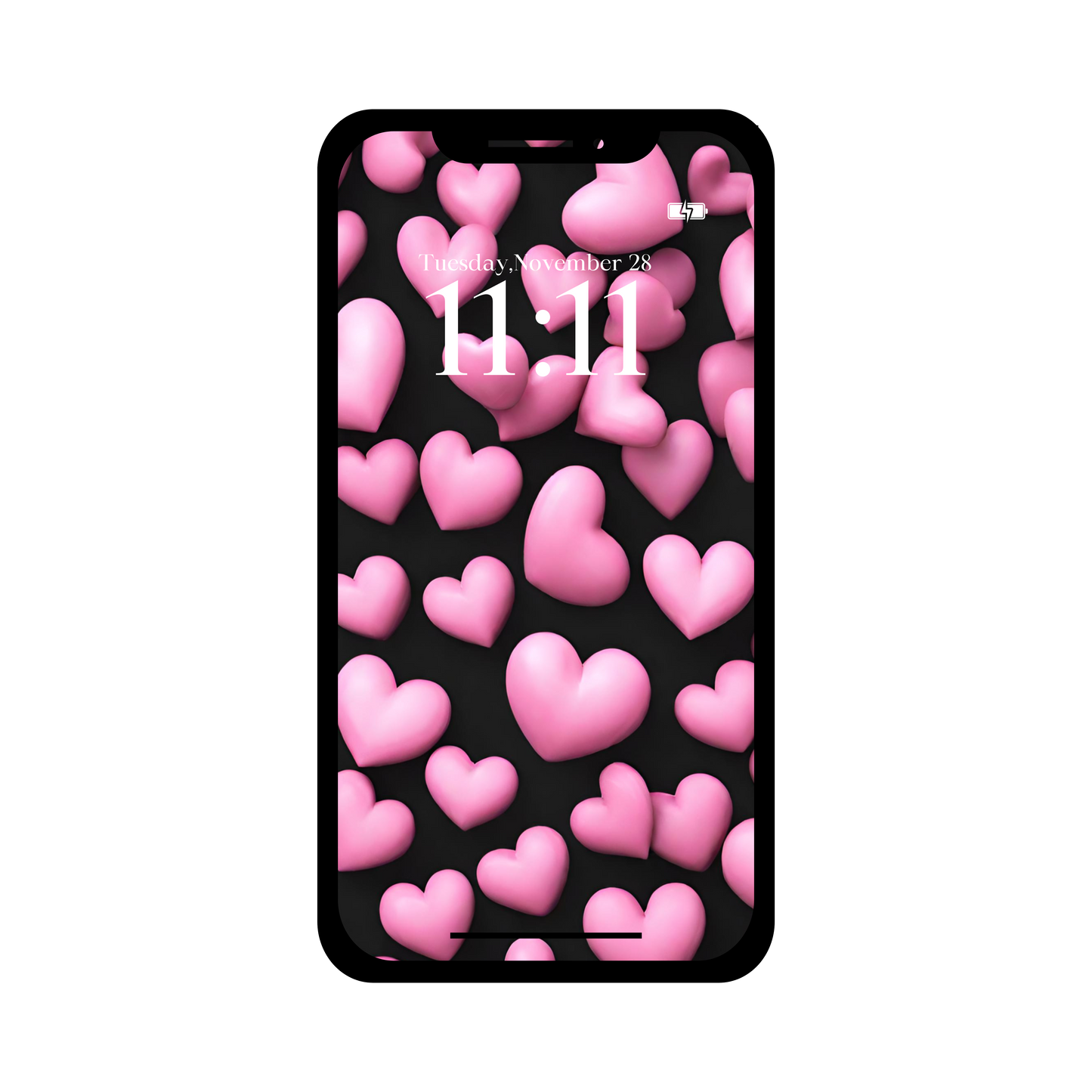 Pink hearts phone wallpaper iPhone lock screen art digital download