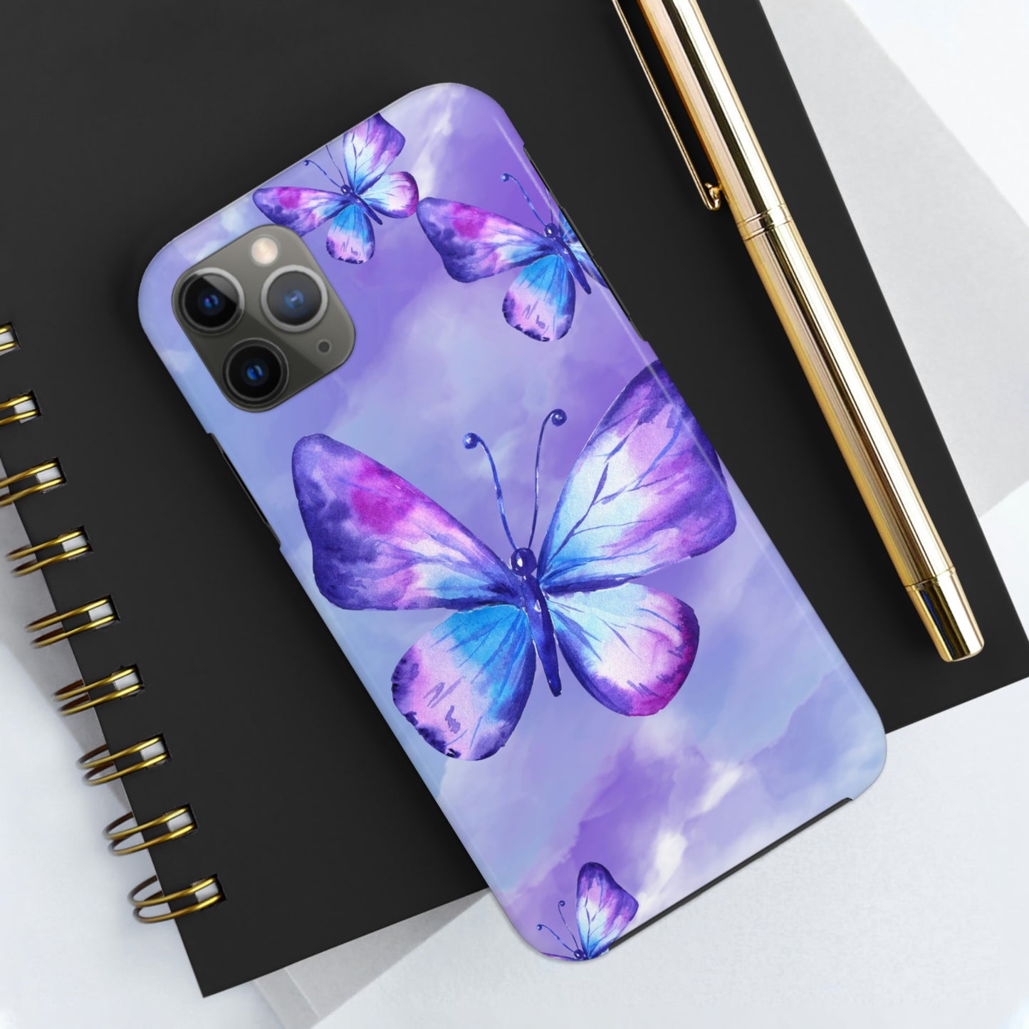 Purple & blue butterfly watercolor/ Tough IPhone Case/ Nature/ iphone accessories