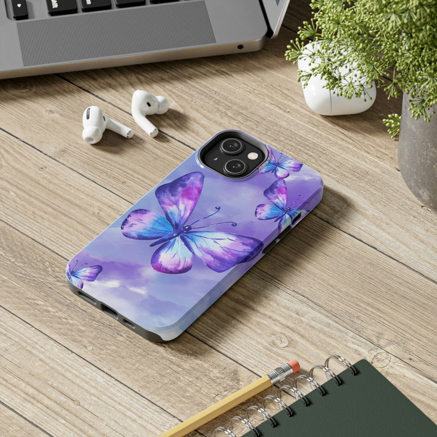 Purple & blue butterfly watercolor/ Tough IPhone Case/ Nature/ iphone accessories