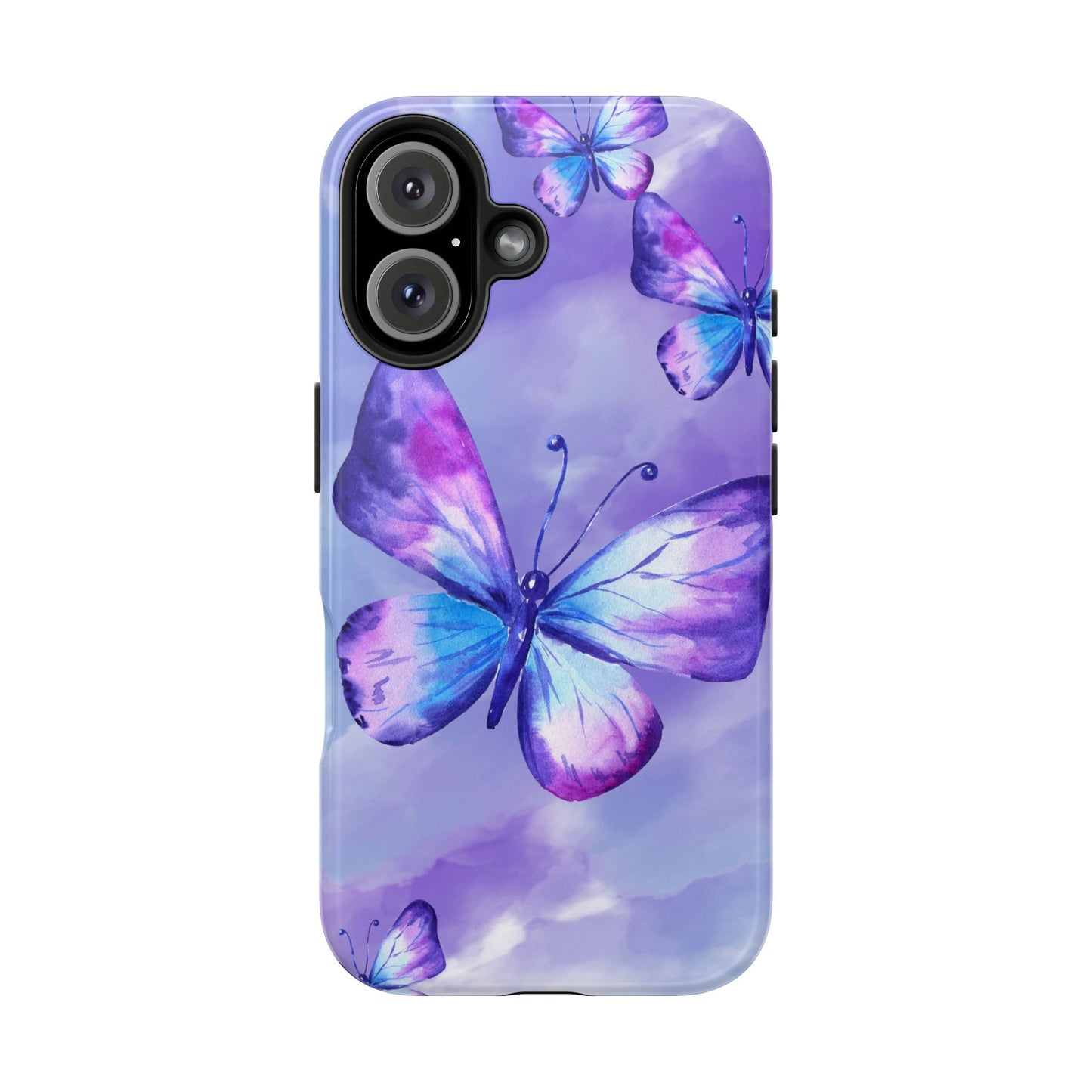 Purple & Blue Butterfly Watercolor Tough iPhone Case | Sole Artist Studio