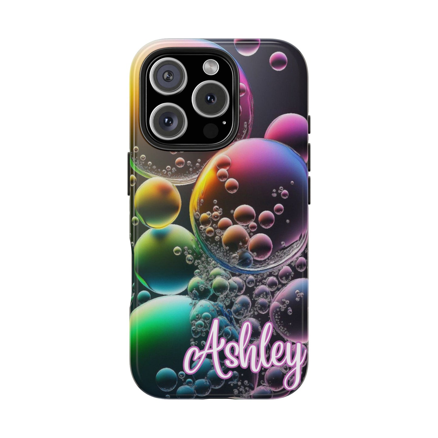 Custom Name Bubble iPhone Case – Personalized Colorful Phone Cover