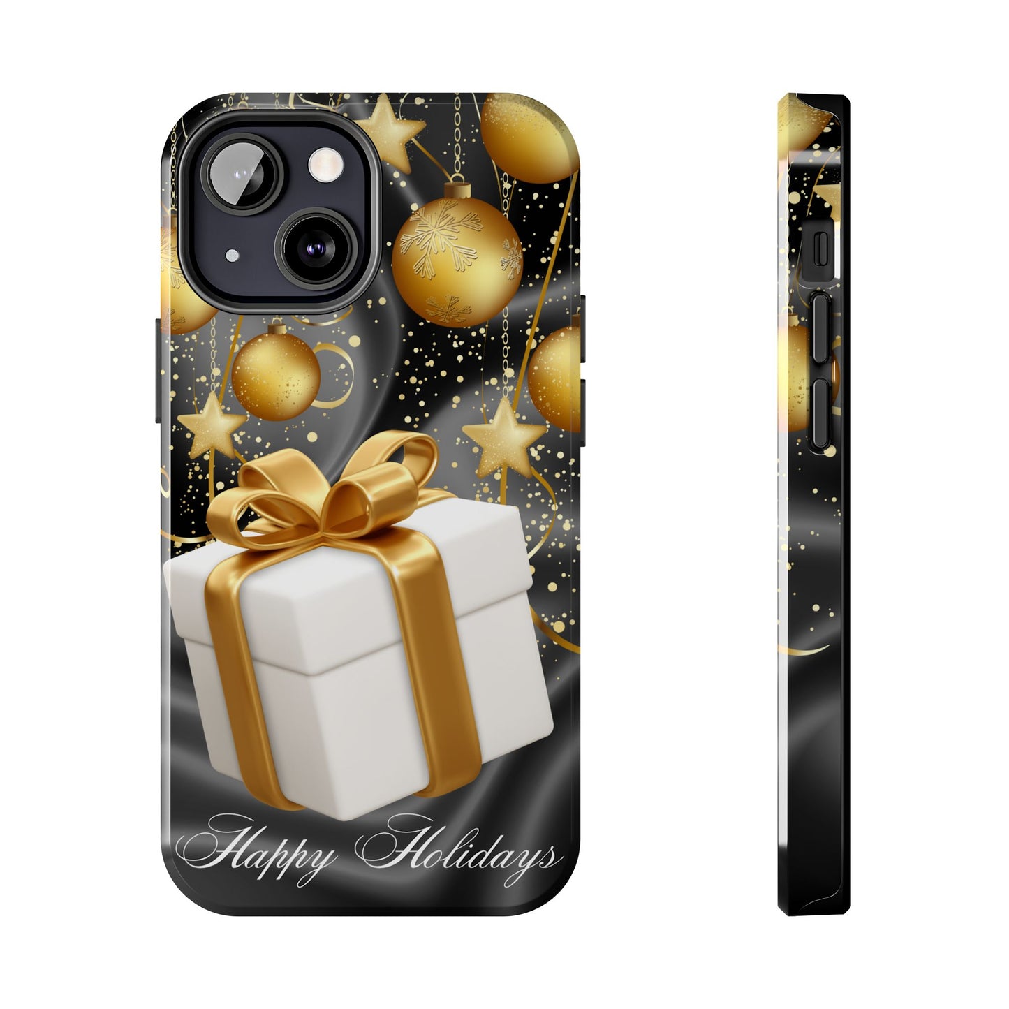 Black & Gold Happy Holidays iPhone Case | Sole Artist Studio