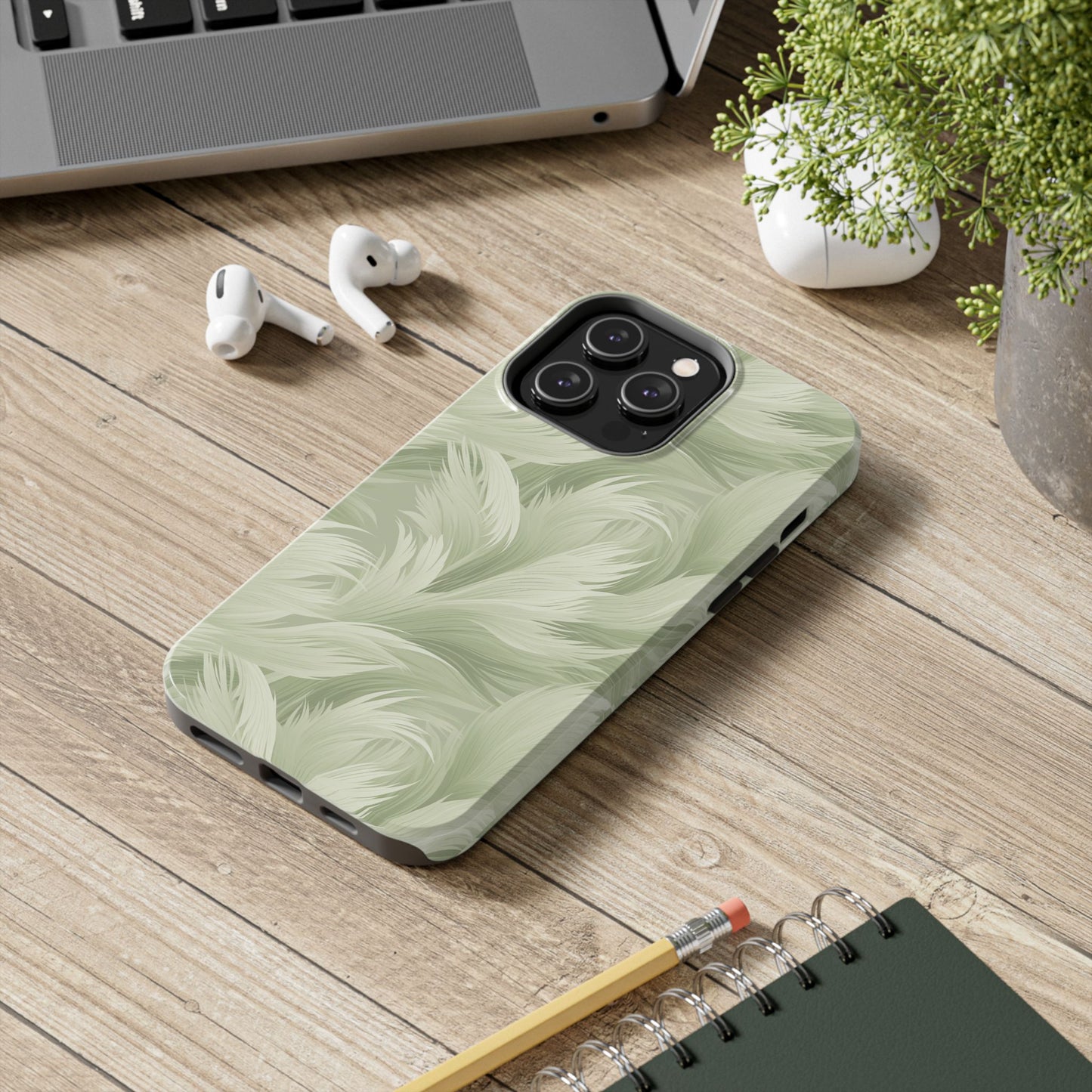 Feathered Sage Green Abstract iPhone Case | Sole Artist Studio