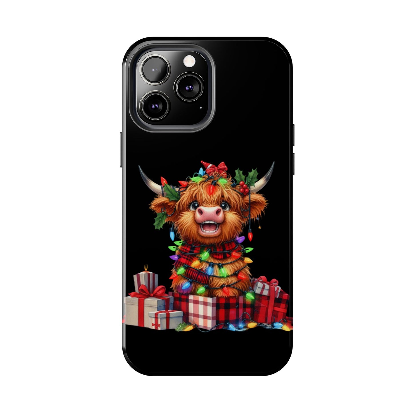 Christmas Lights Highland Cow iPhone Case | Sole Artist Studio