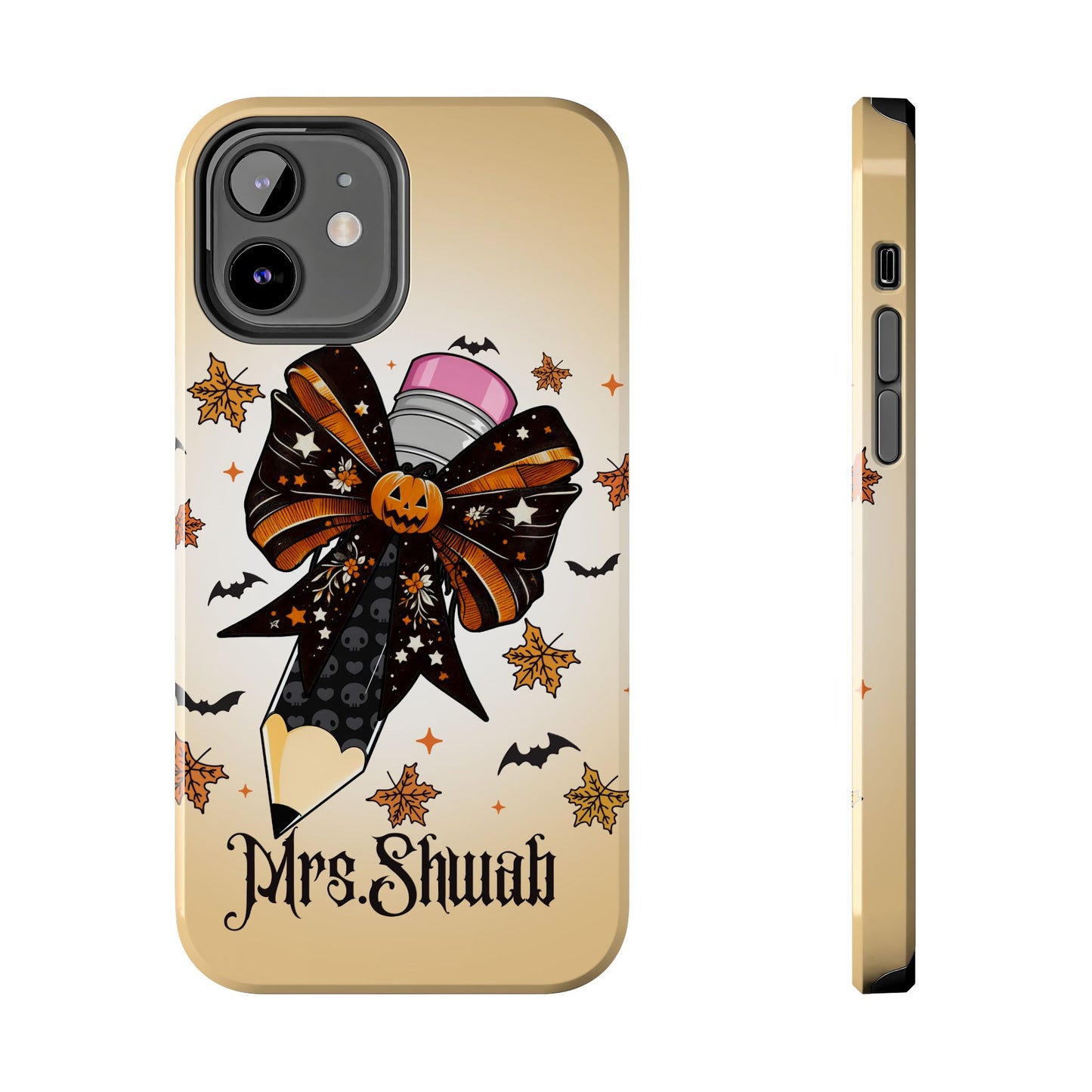 Custom Teacher Halloween iPhone Case – Personalized Spooky Bow Phone Cover