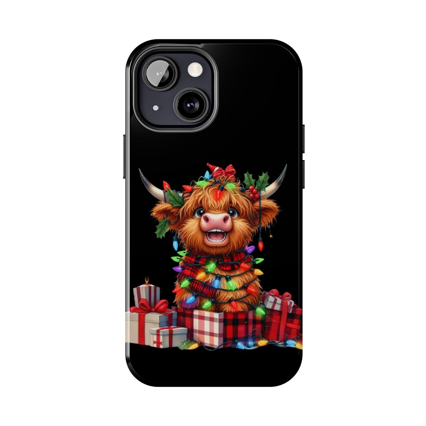 Christmas Lights Highland Cow iPhone Case | Sole Artist Studio