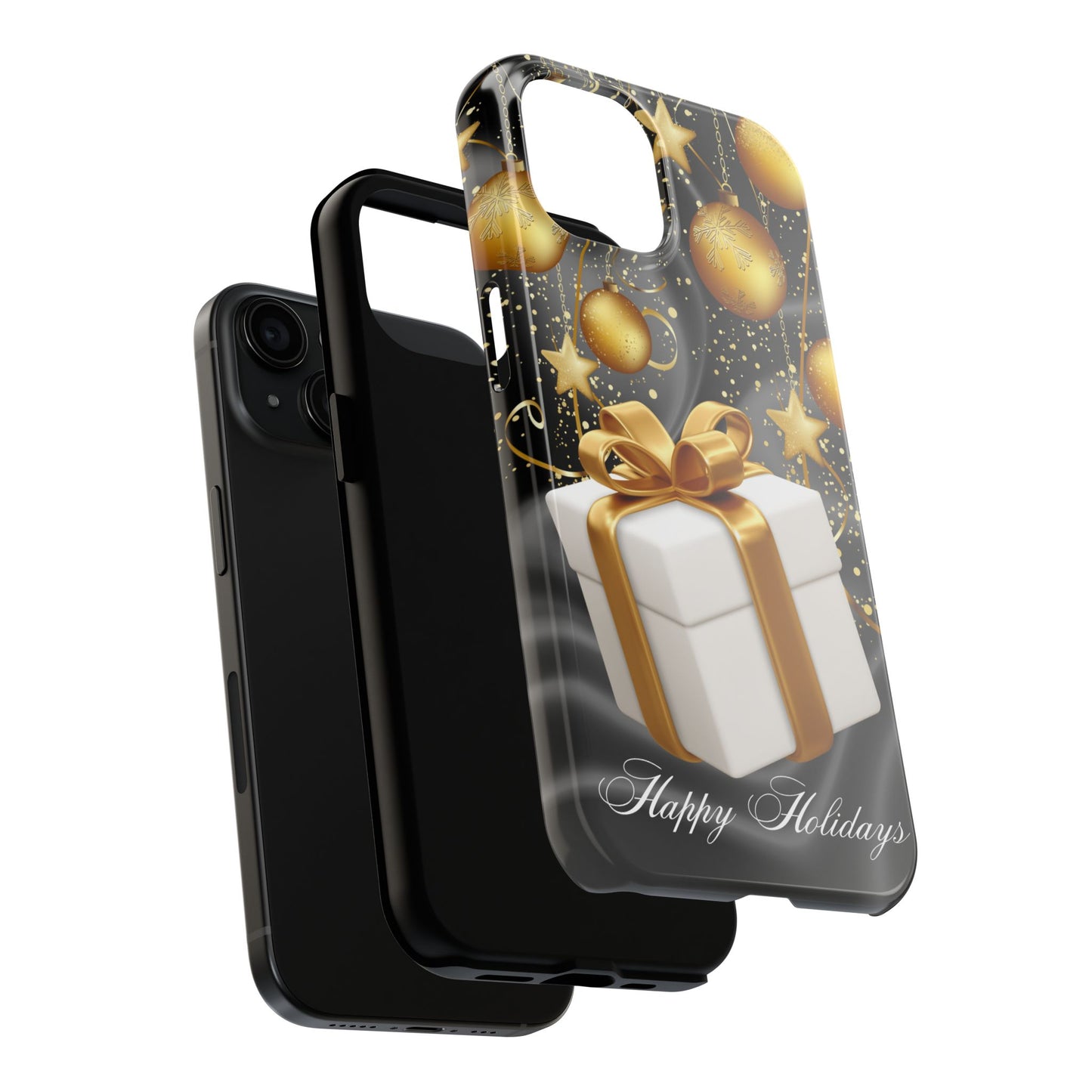 Black & Gold Happy Holidays iPhone Case | Sole Artist Studio