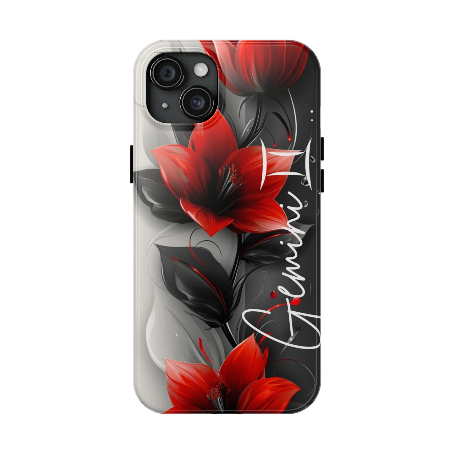 Custom Name Red Floral iPhone Case – Personalized Elegant Phone Cover