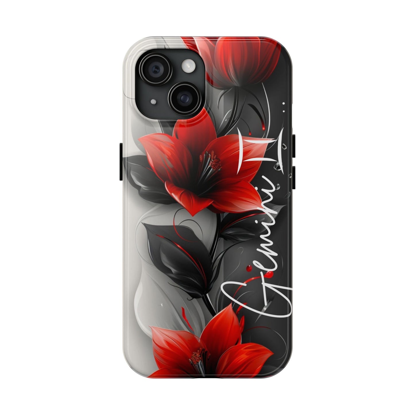 Custom Name Red Floral iPhone Case – Personalized Elegant Phone Cover