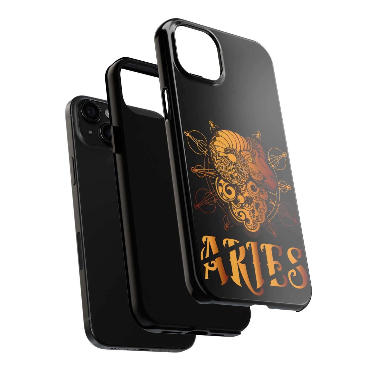 Gold & black Aries IPhone case