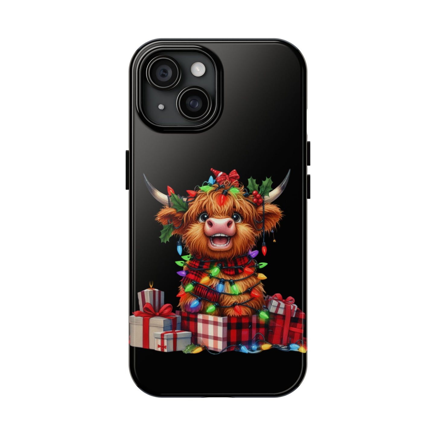 Christmas Lights Highland Cow iPhone Case | Sole Artist Studio