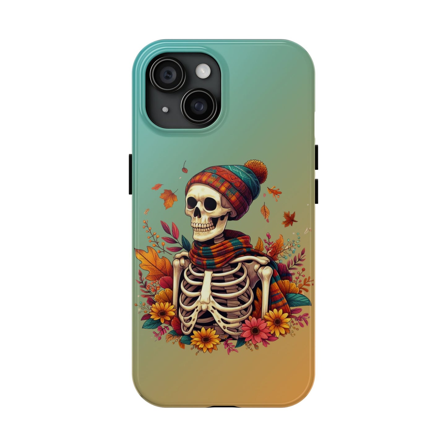 Fall skeleton iPhone 16 Case, Fall iPhone Cover, Festive Holiday Accessory, Cute fall Phone Protector, seasonal Tech
