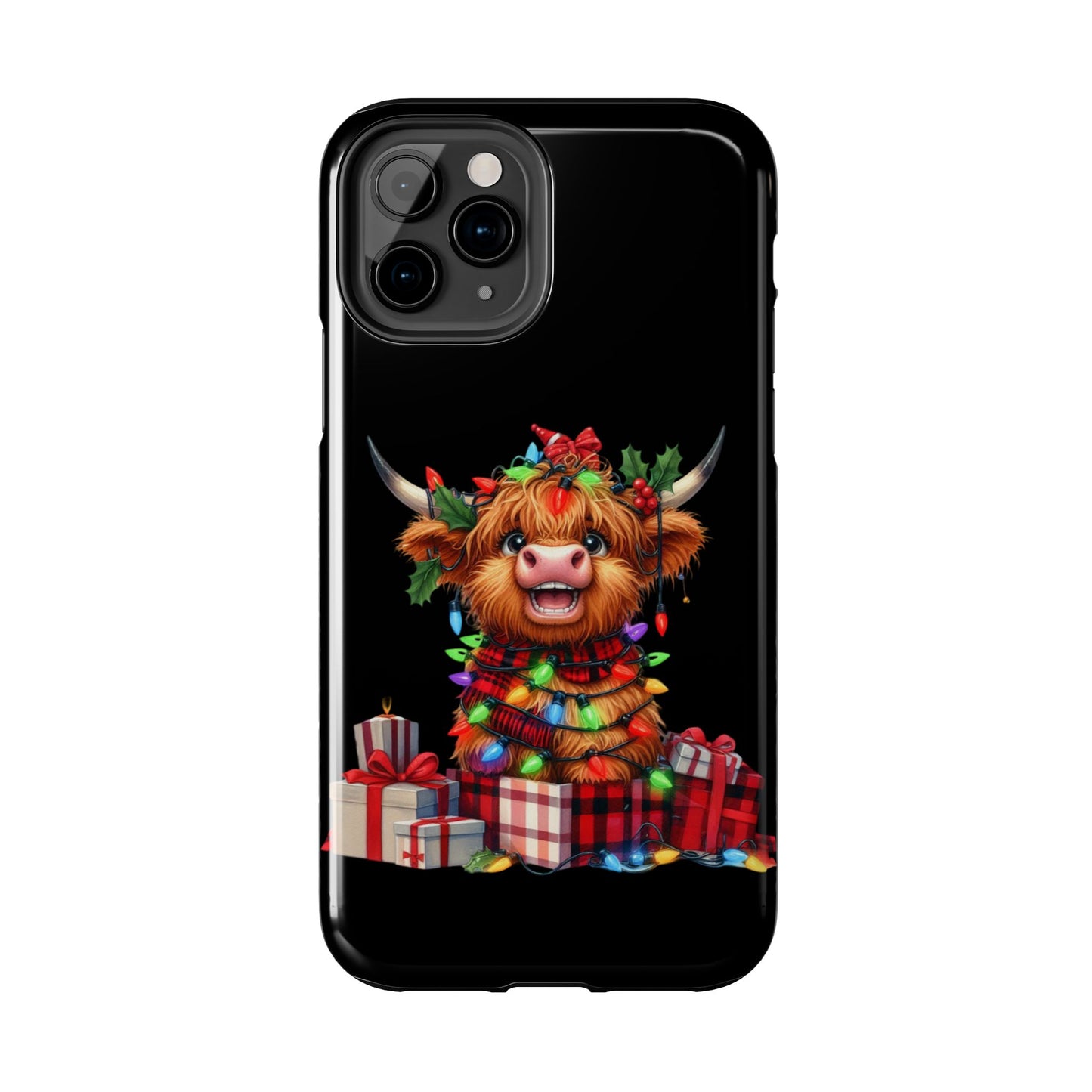 Christmas Lights Highland Cow iPhone Case | Sole Artist Studio