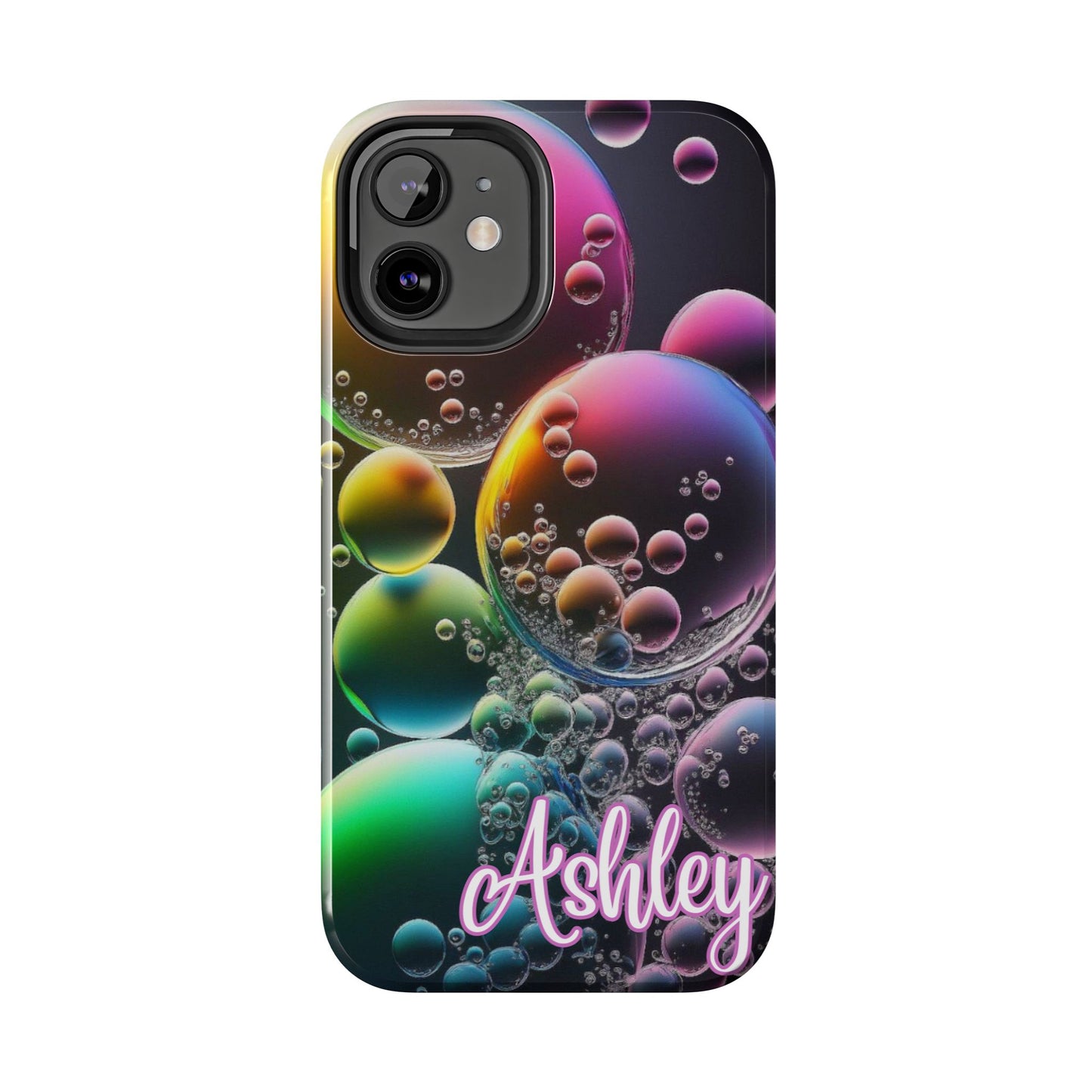 Custom Name Bubble iPhone Case – Personalized Colorful Phone Cover
