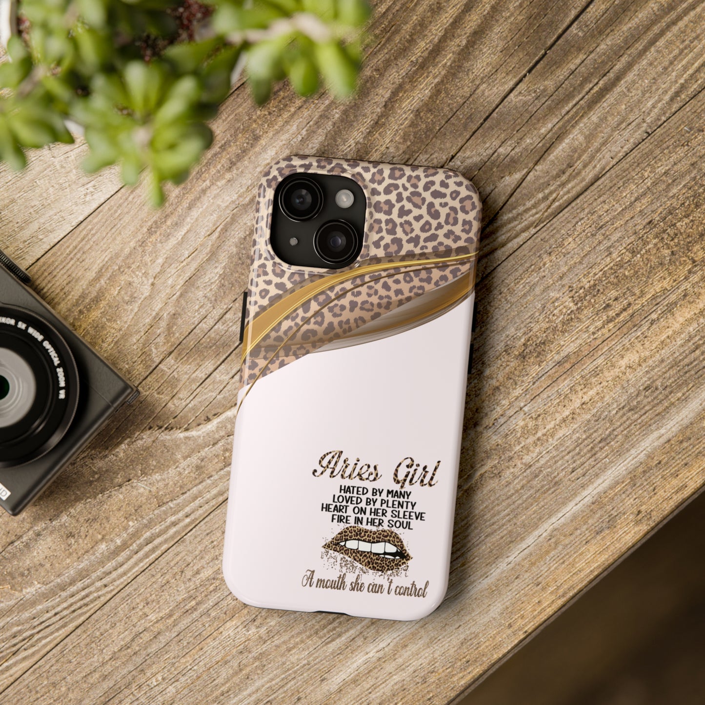 Aries girl/ pink & leopard IPhone case