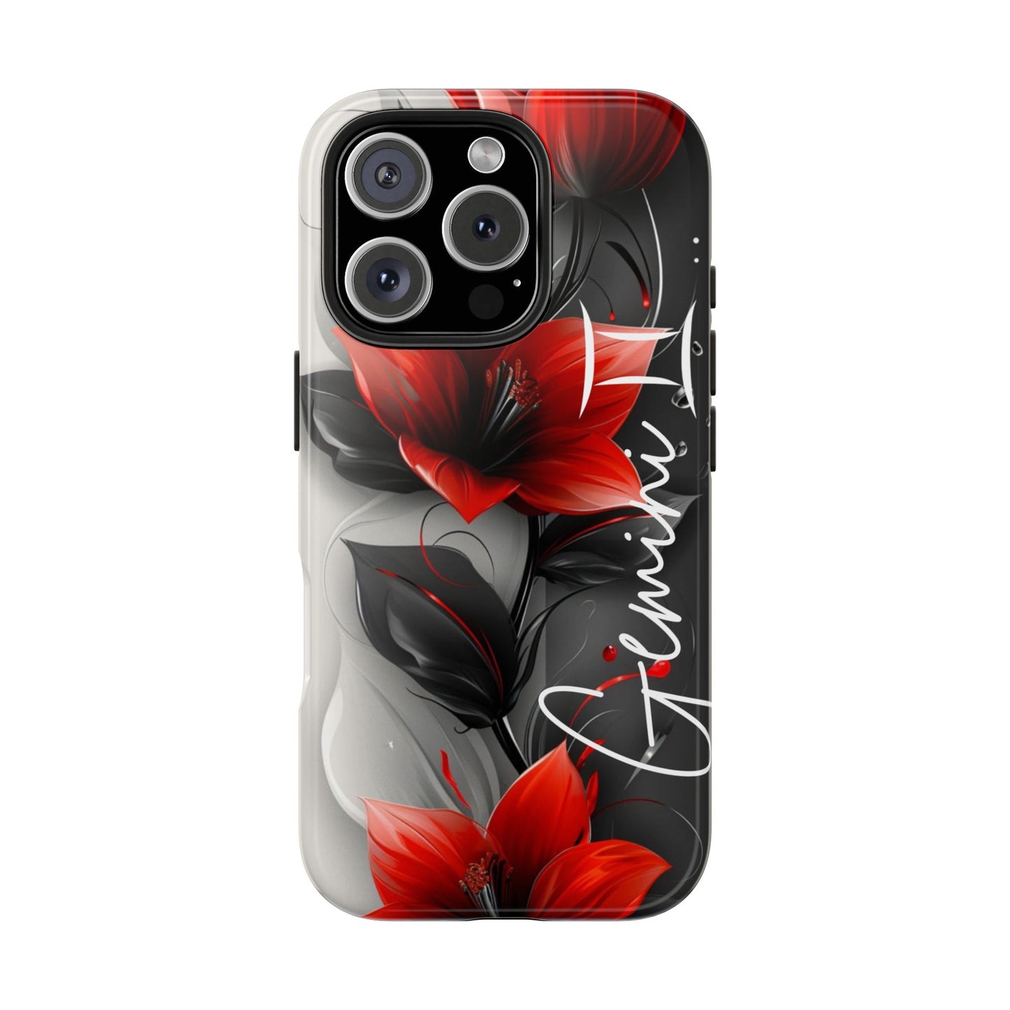 Custom Name Red Floral iPhone Case – Personalized Elegant Phone Cover