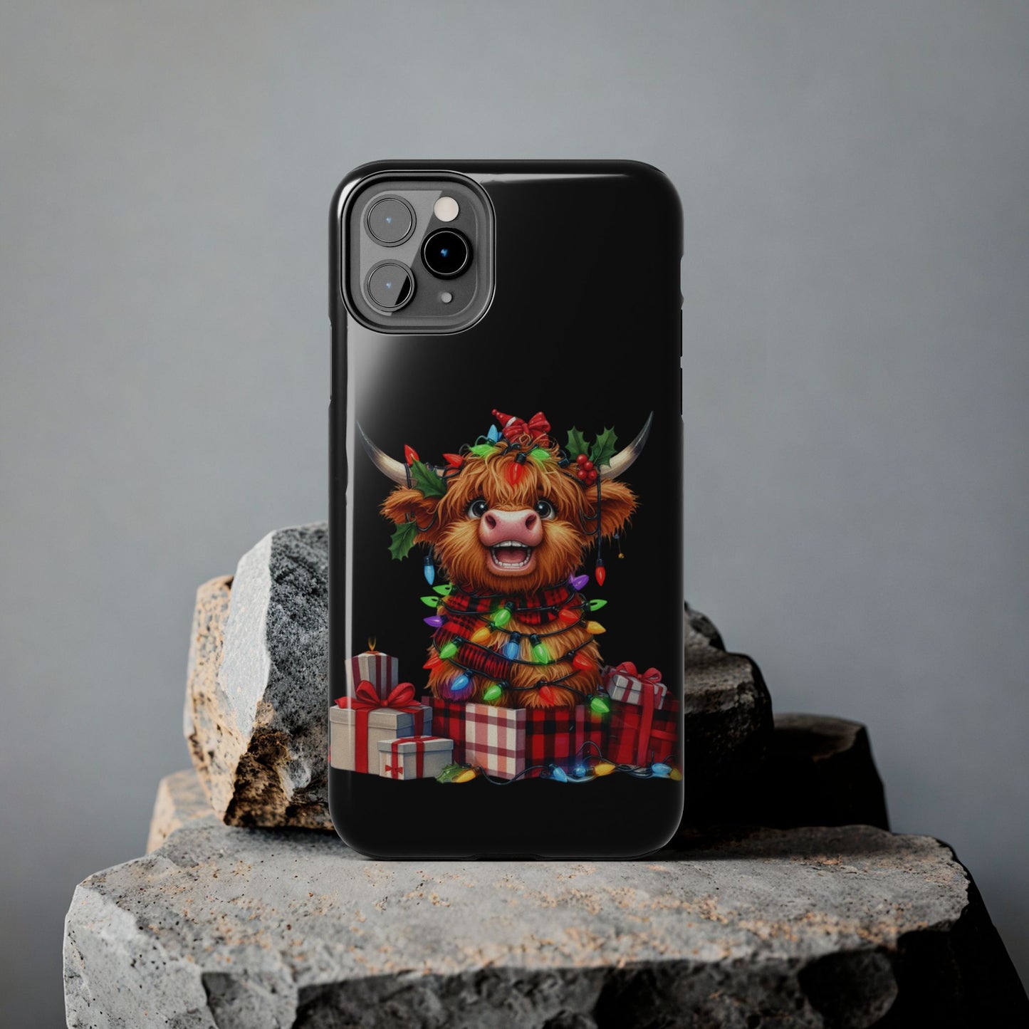 Christmas Lights Highland Cow iPhone Case | Sole Artist Studio