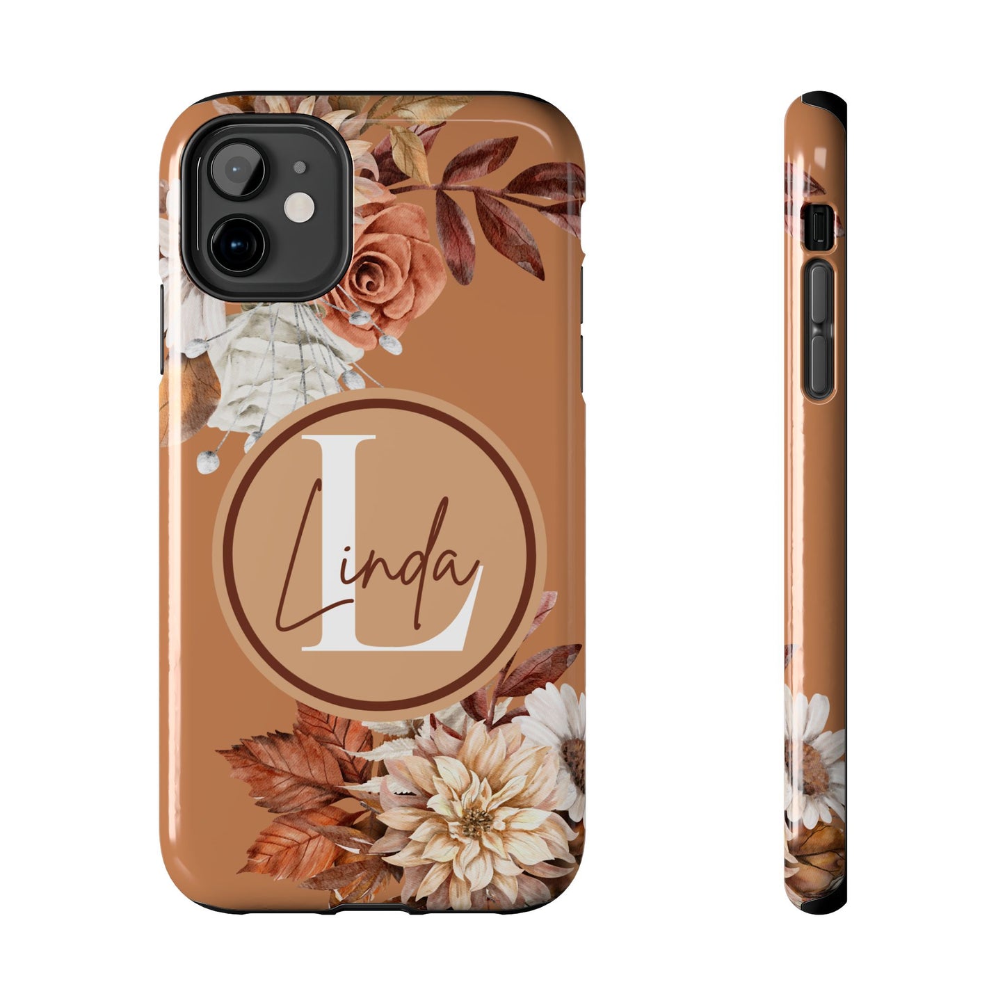 Custom Initial & Name Autumn Floral iPhone Case – Personalized Monogram Phone Cover