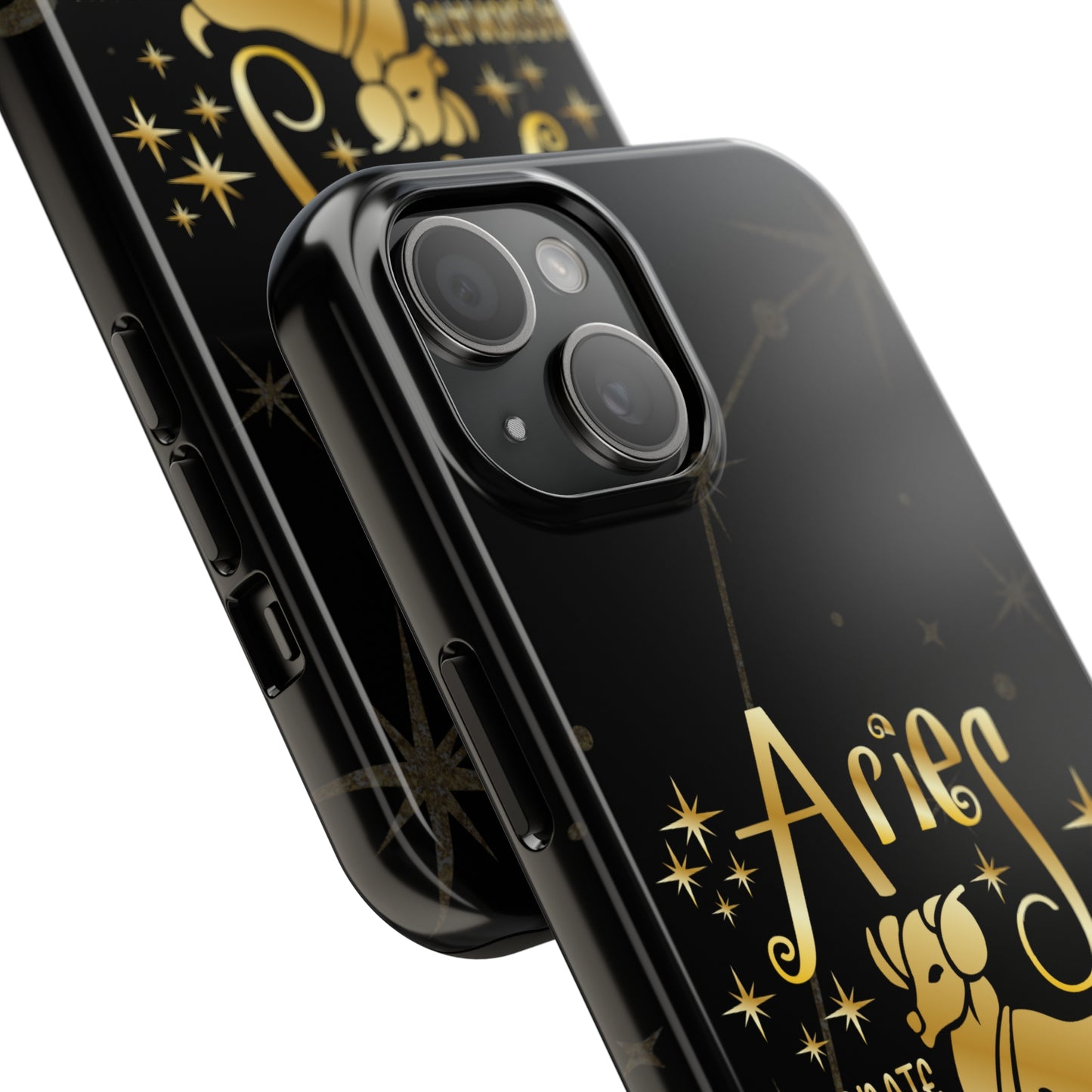 Aries traits, black & gold Iphone case