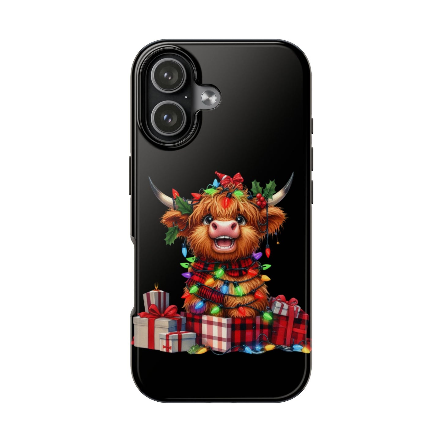 Christmas Lights Highland Cow iPhone Case | Sole Artist Studio