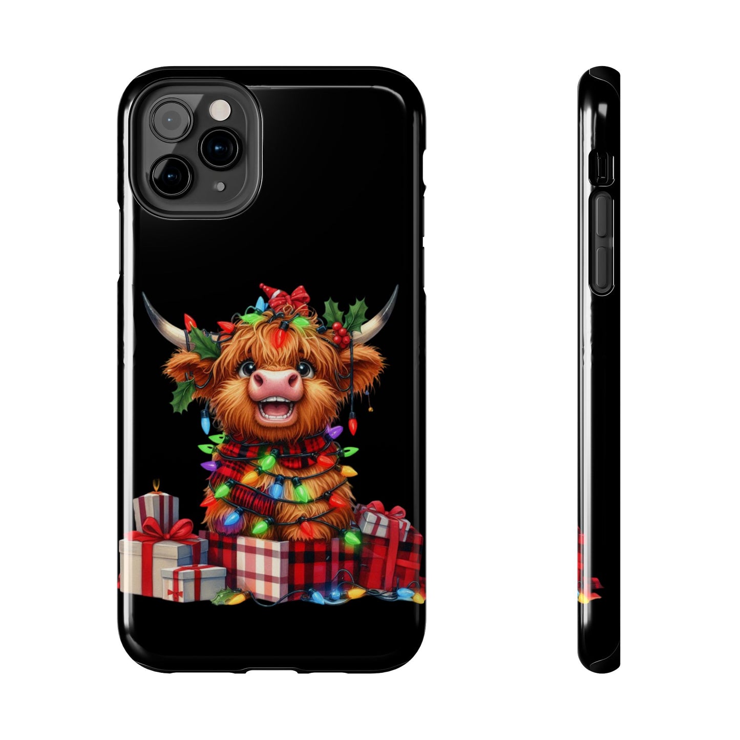 Christmas Lights Highland Cow iPhone Case | Sole Artist Studio