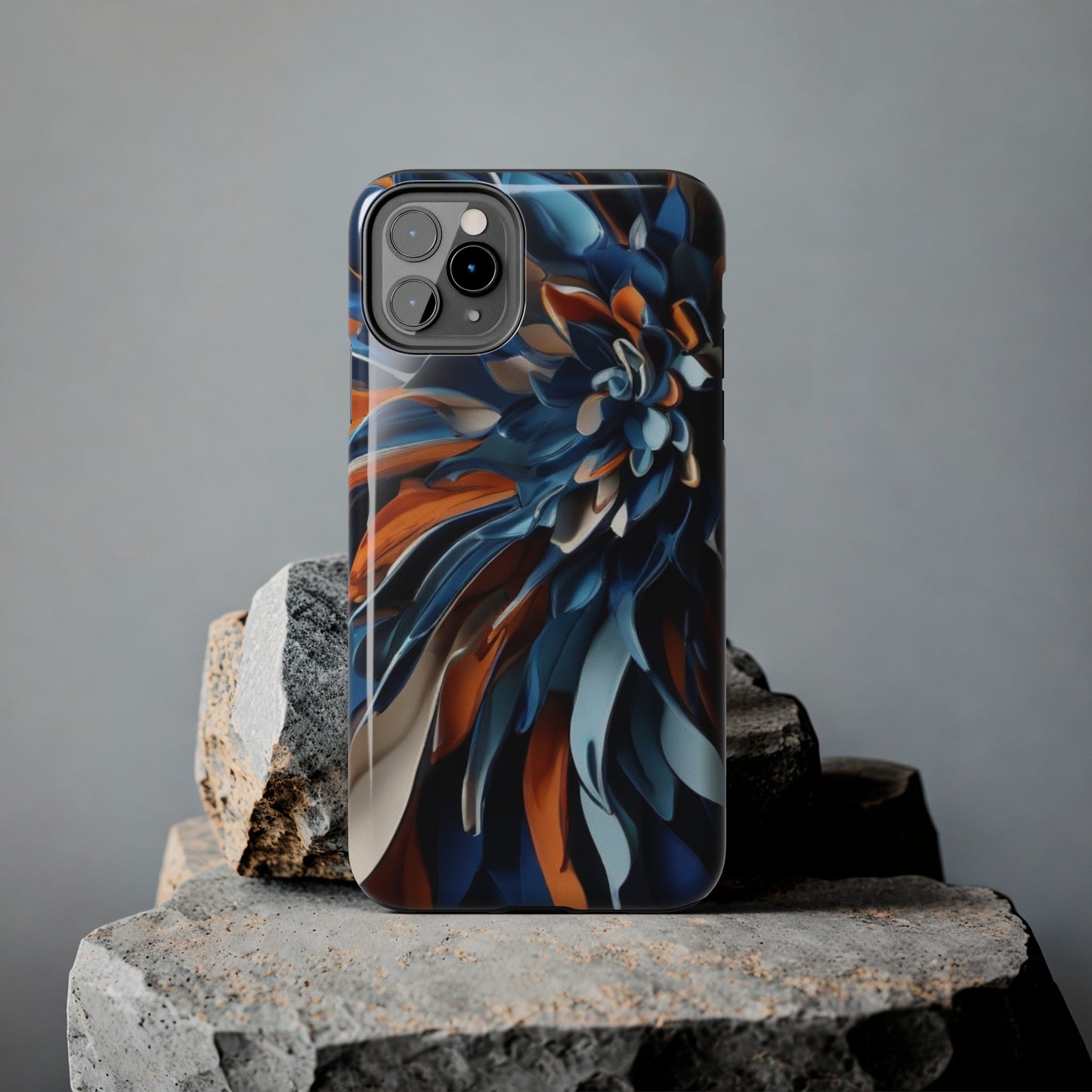 Blue & orange abstract art Tough iPhone Case iphone 14 accessories