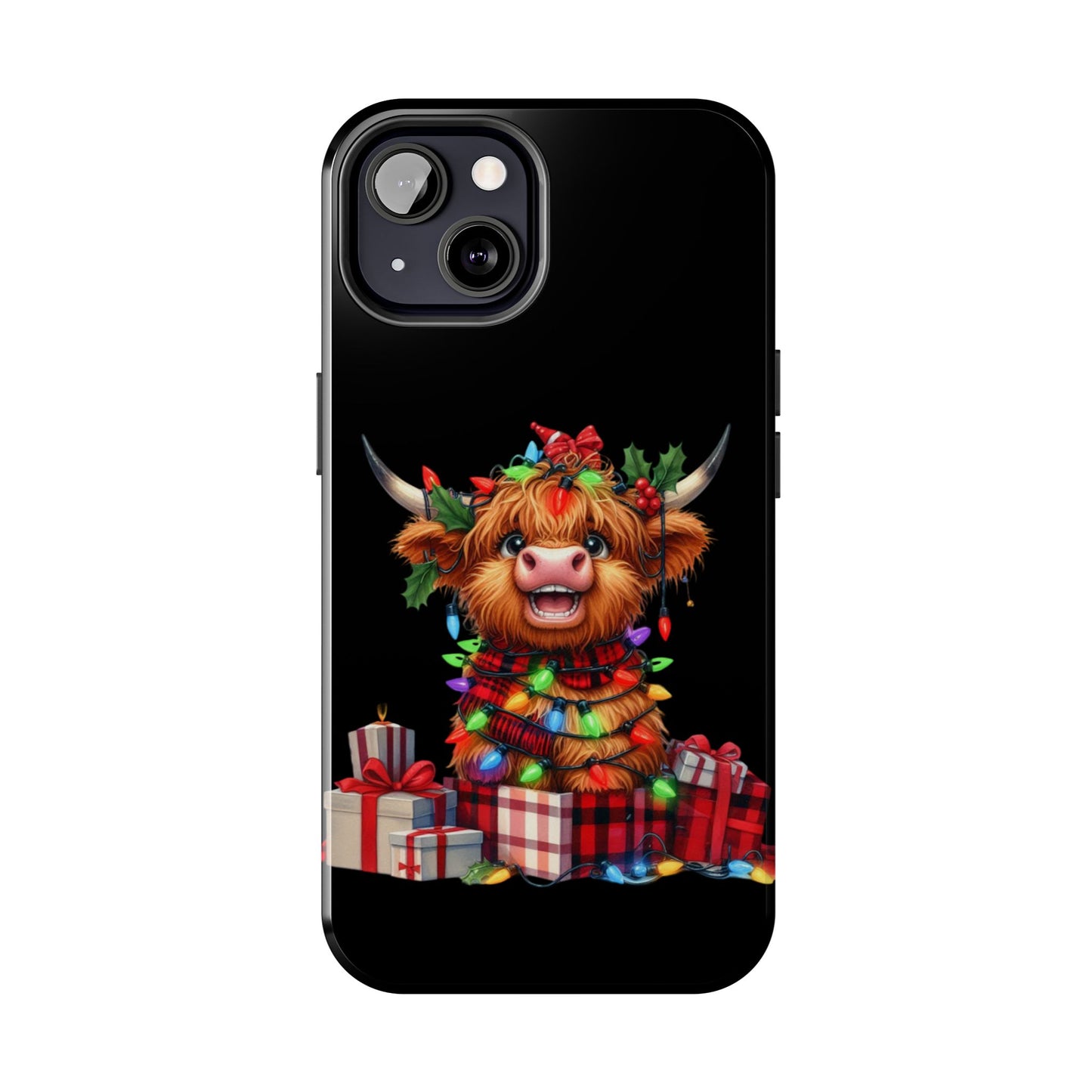 Christmas Lights Highland Cow iPhone Case | Sole Artist Studio
