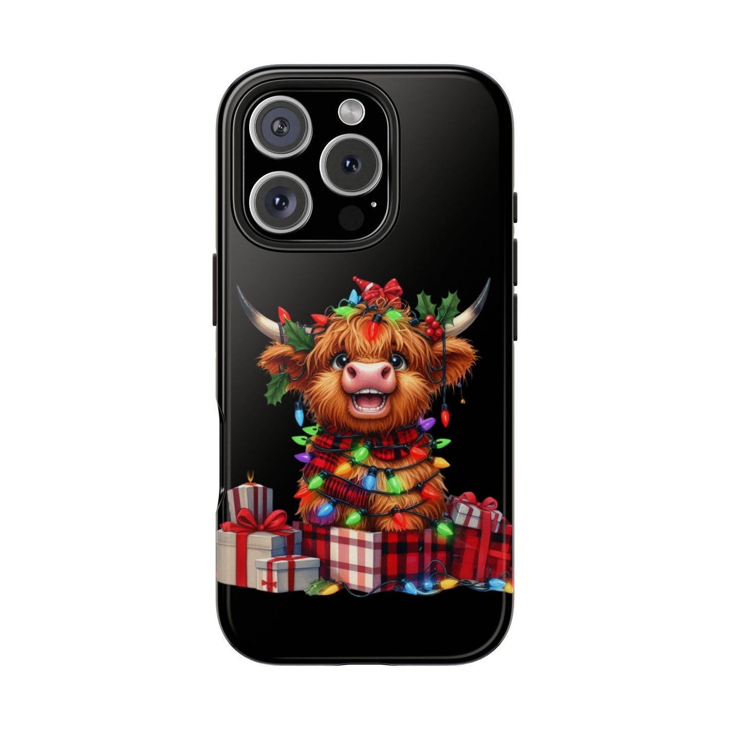Christmas Lights Highland Cow iPhone Case | Sole Artist Studio