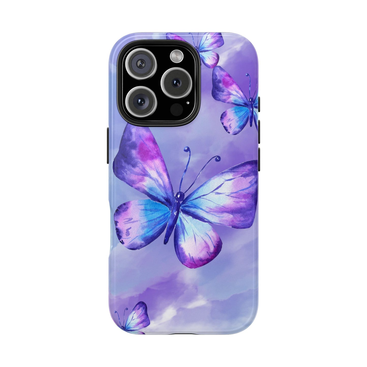 Purple & Blue Butterfly Watercolor Tough iPhone Case | Sole Artist Studio